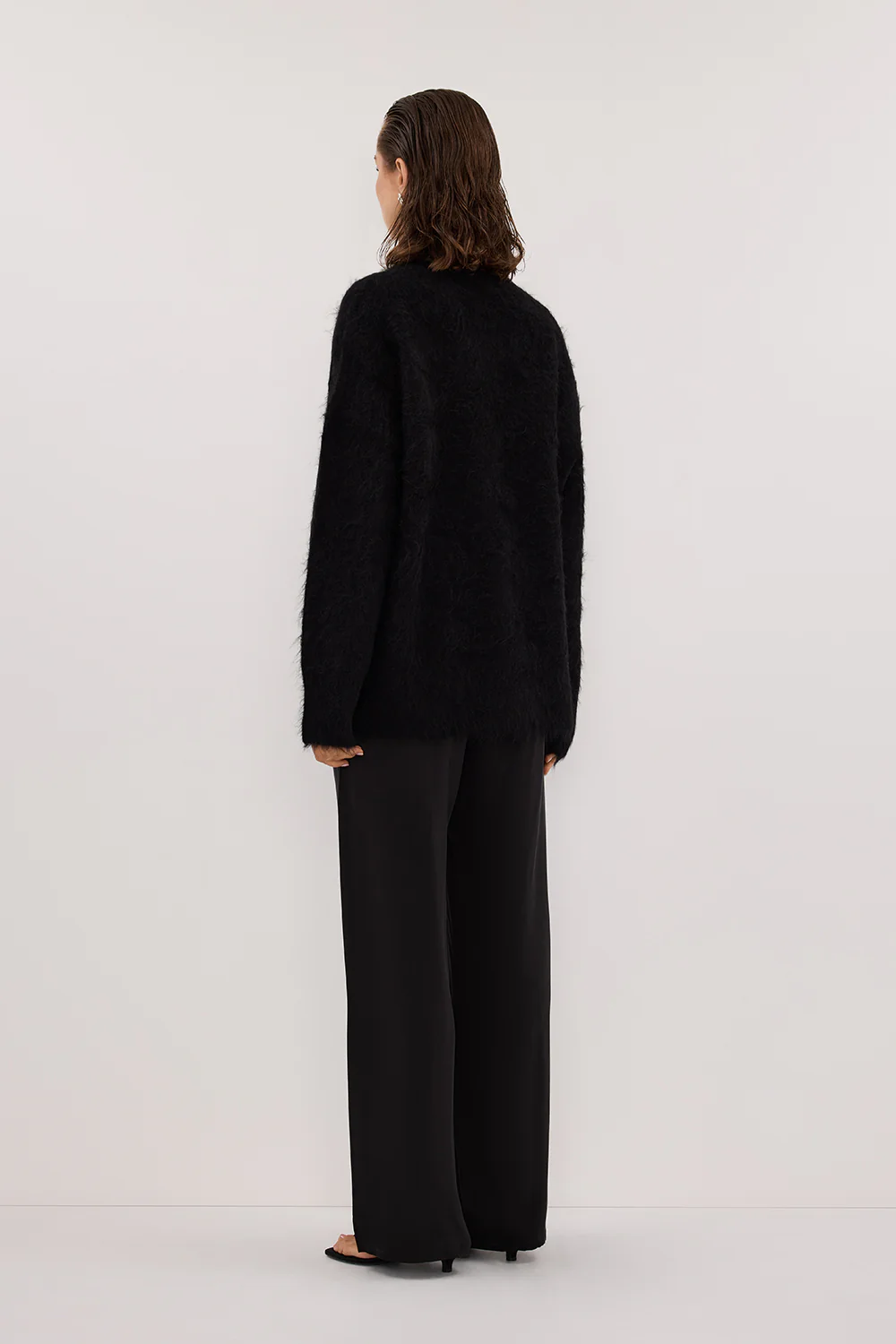 SALMA BLACK POLO NECK KNIT CARDIGAN - Image 4
