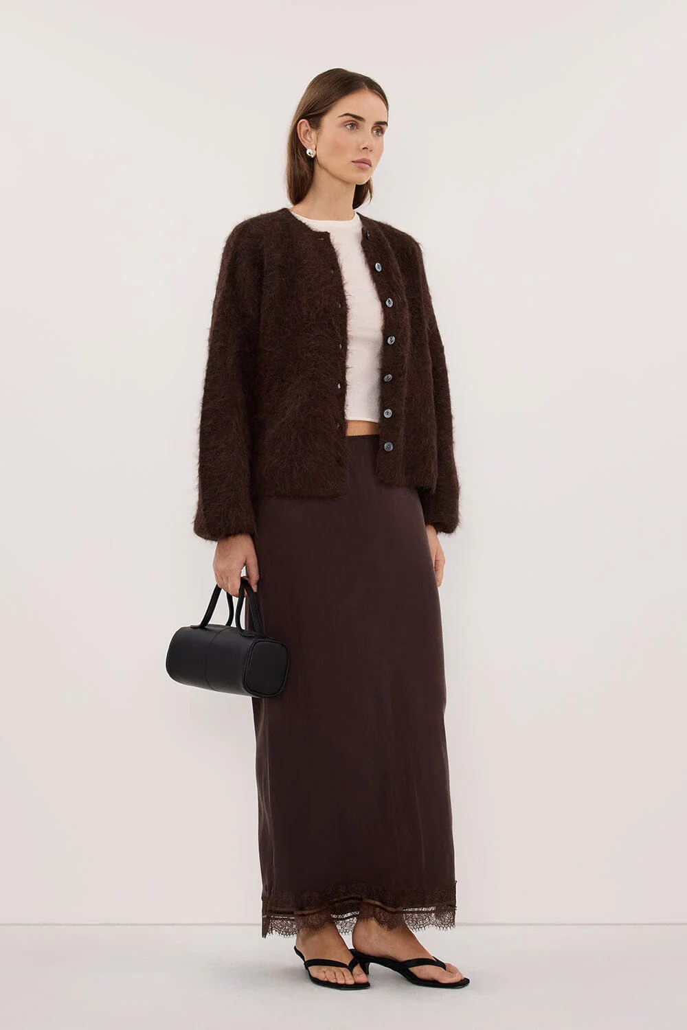 SALMA CHOC KNIT CARDIGAN - Image 3