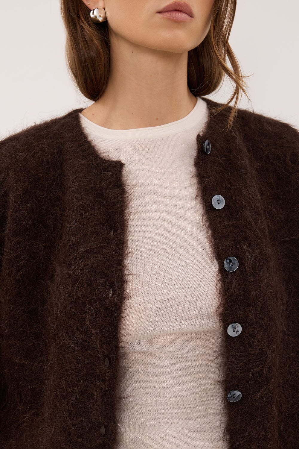 SALMA CHOC KNIT CARDIGAN - Image 5