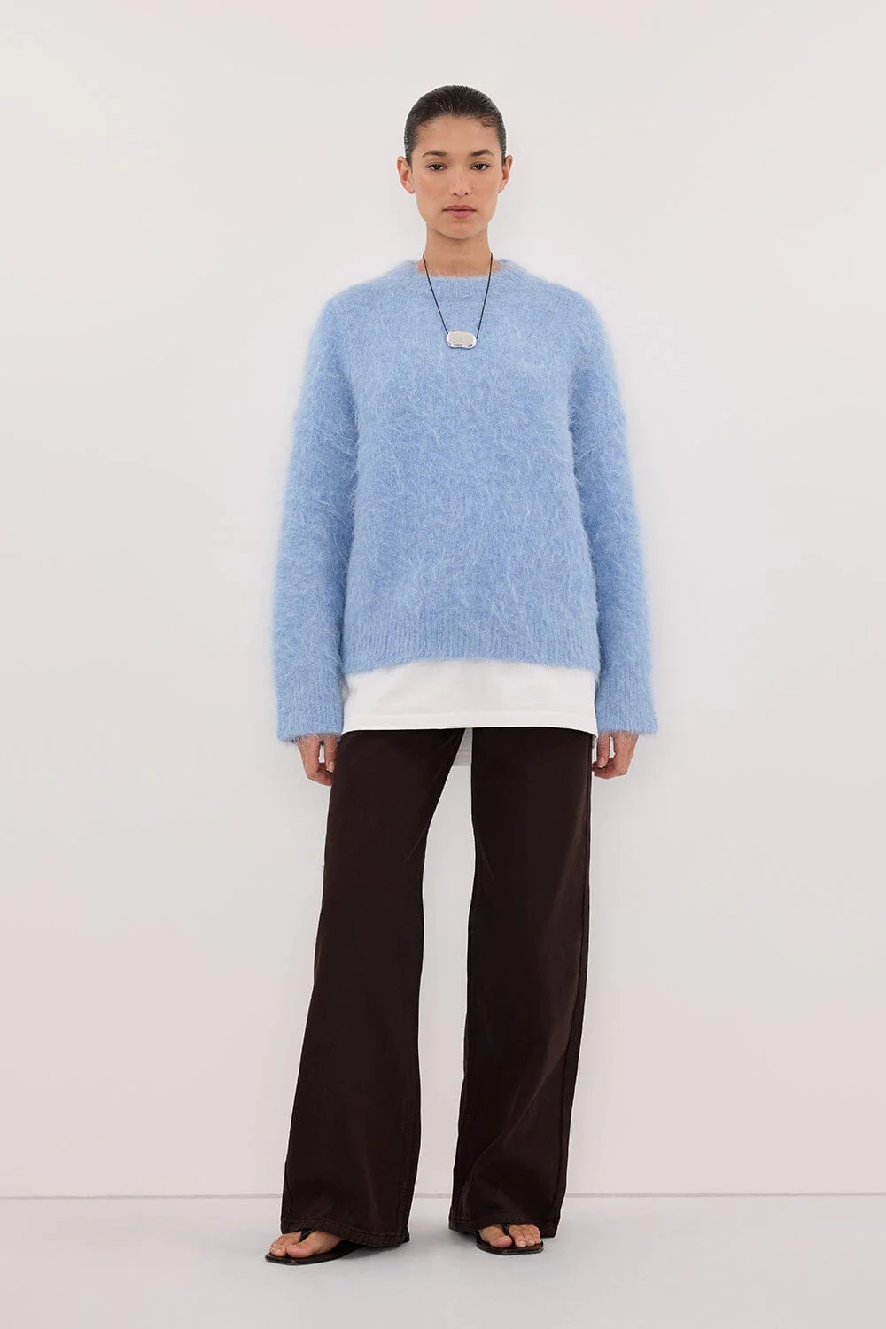 SALMA DUSTY BLUE CREW NECK KNIT JUMPER - Image 7