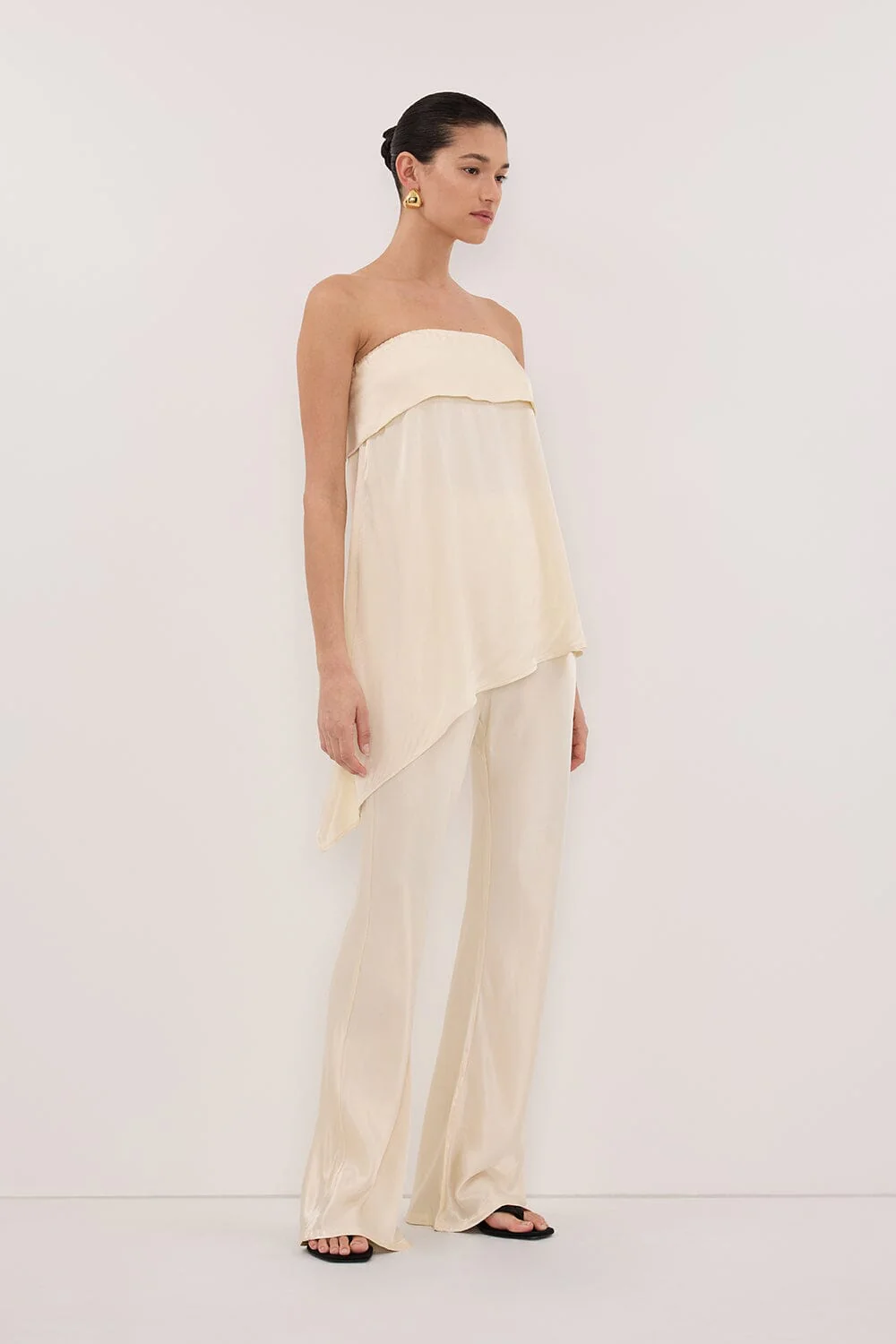 SANDER CREAM STRAPLESS SATIN TOP - Image 3