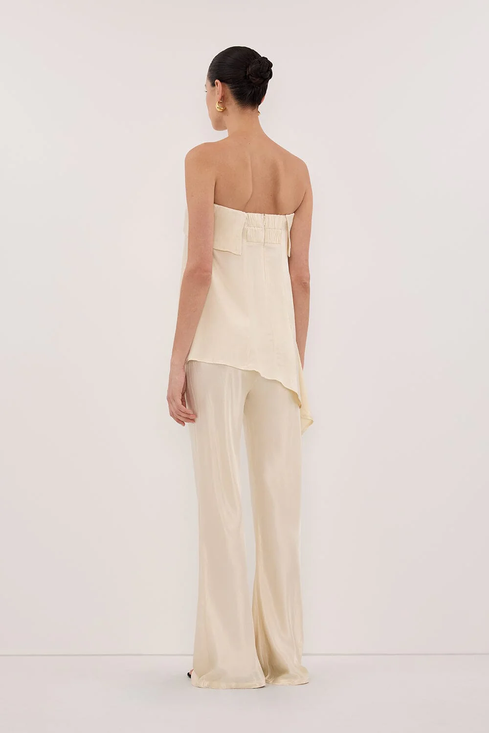 SANDER CREAM STRAPLESS SATIN TOP - Image 4