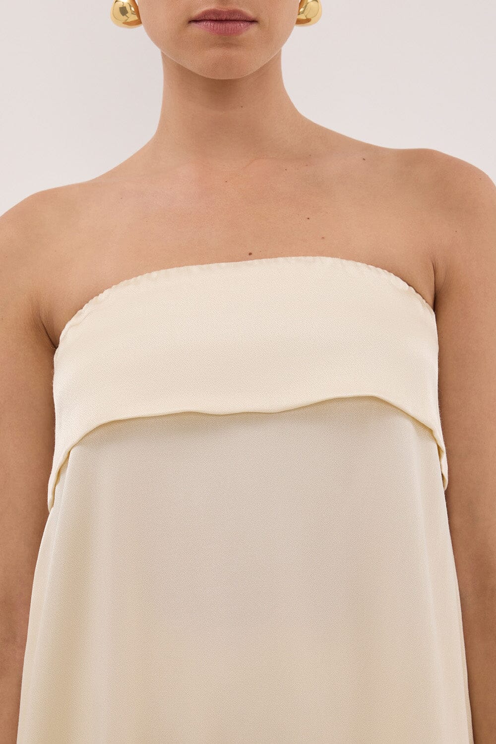 SANDER CREAM STRAPLESS SATIN TOP - Image 6