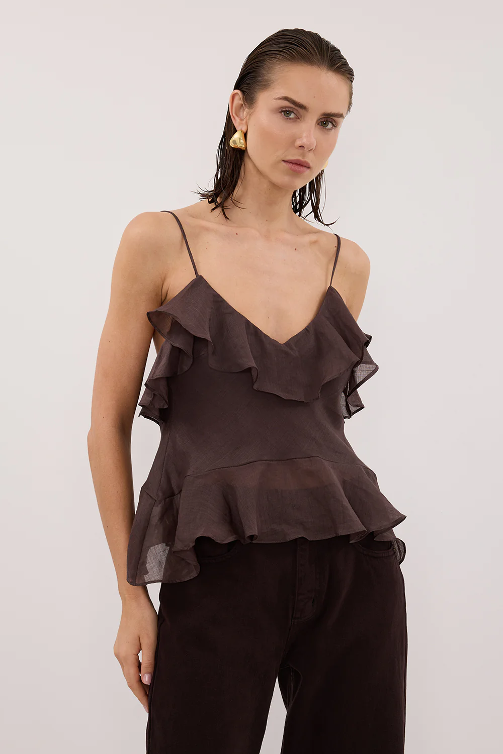 SARA DARK CHOC RAMIE CAMI TOP - Image 2