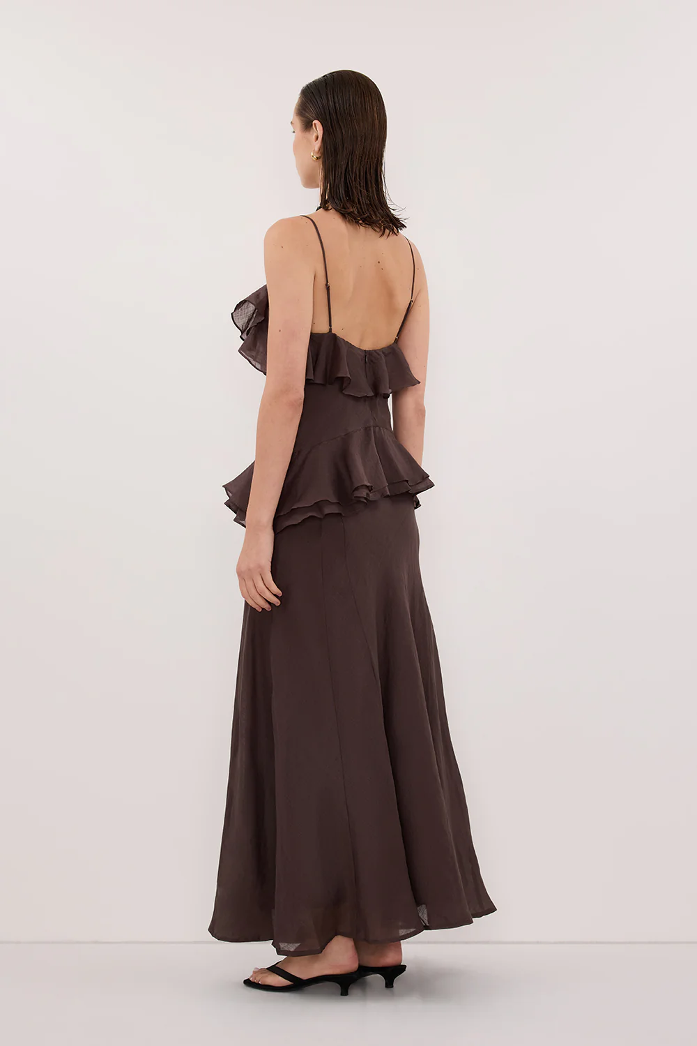 SARA DARK CHOC RAMIE MAXI DRESS - Image 4