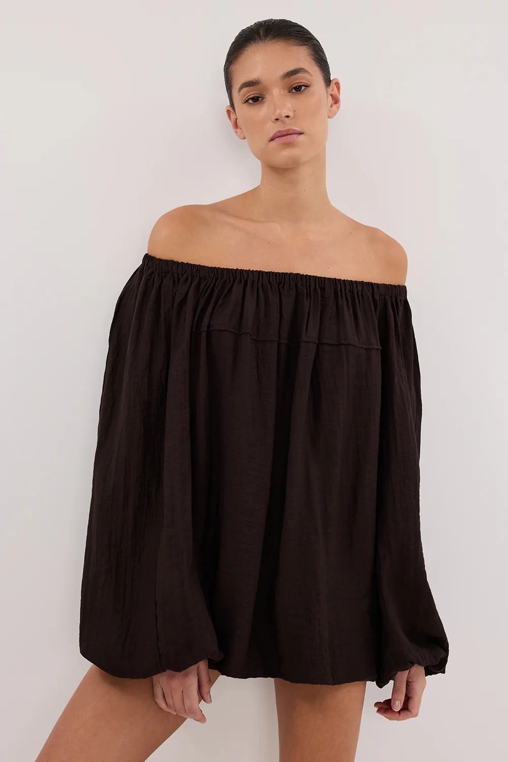 SHANIYA BITTER CHOC LONG SLEEVE TOP - Image 2