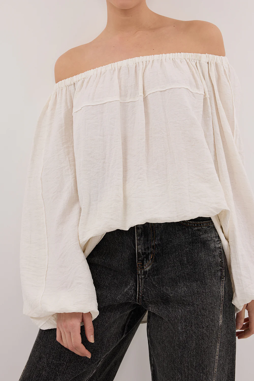 SHANIYA CREAM MARLE LONG SLEEVE TOP - Image 2