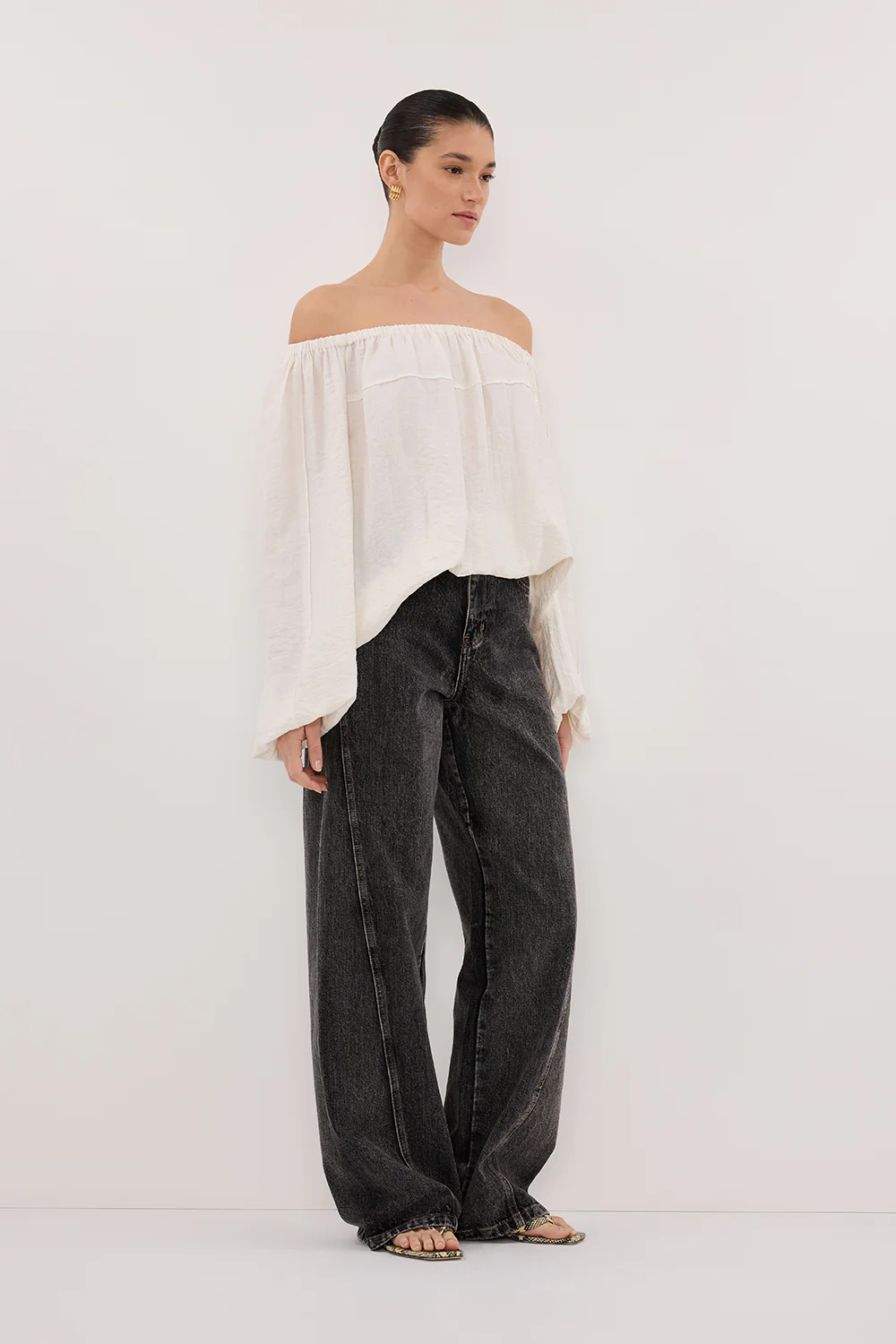 SHANIYA CREAM MARLE LONG SLEEVE TOP - Image 3