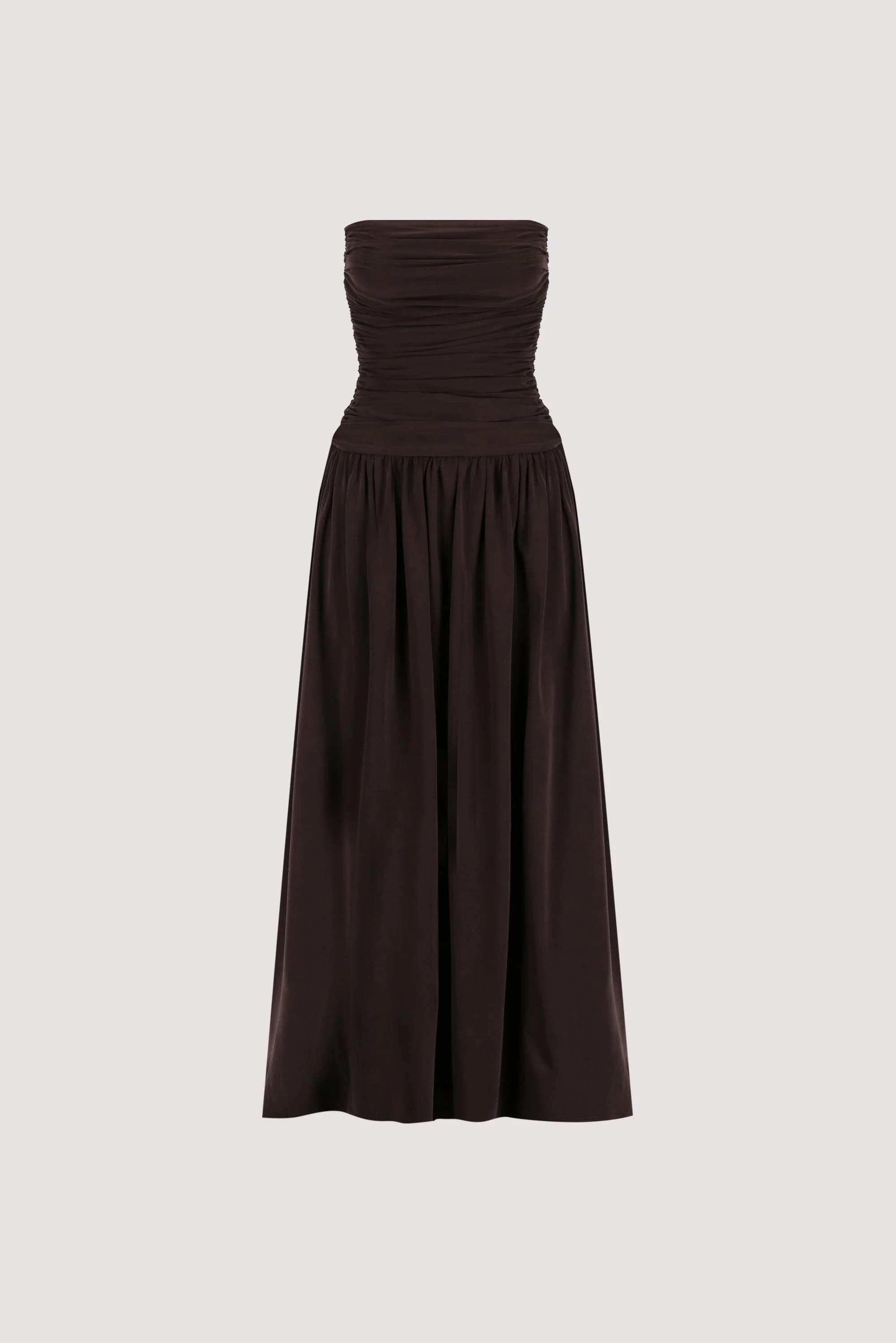 SHARI BURNT CHOC STRAPLESS BANDEAU MIDI DRESS - Image 9