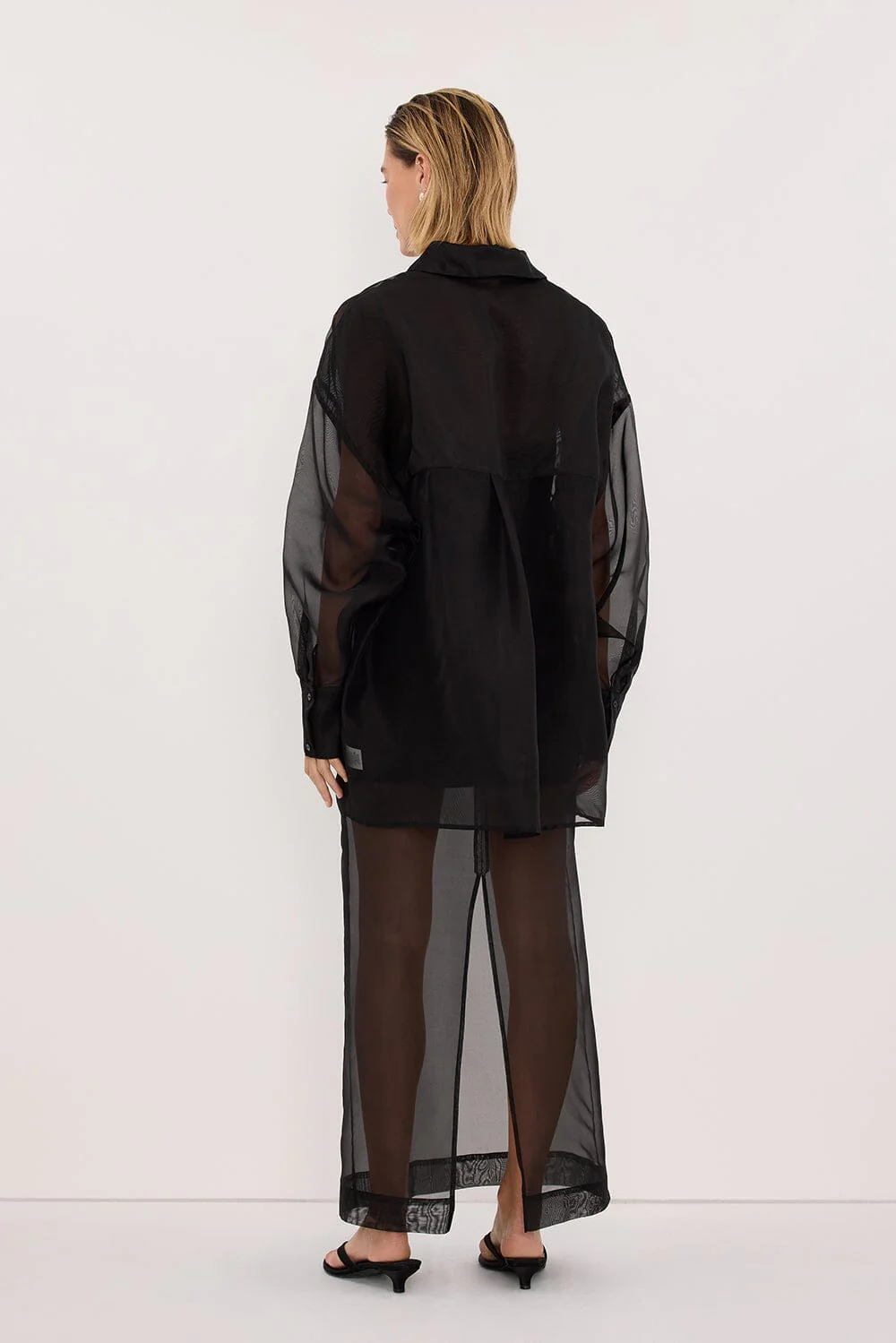 SIAN BLACK SILK ORGANZA SHIRT - Image 8