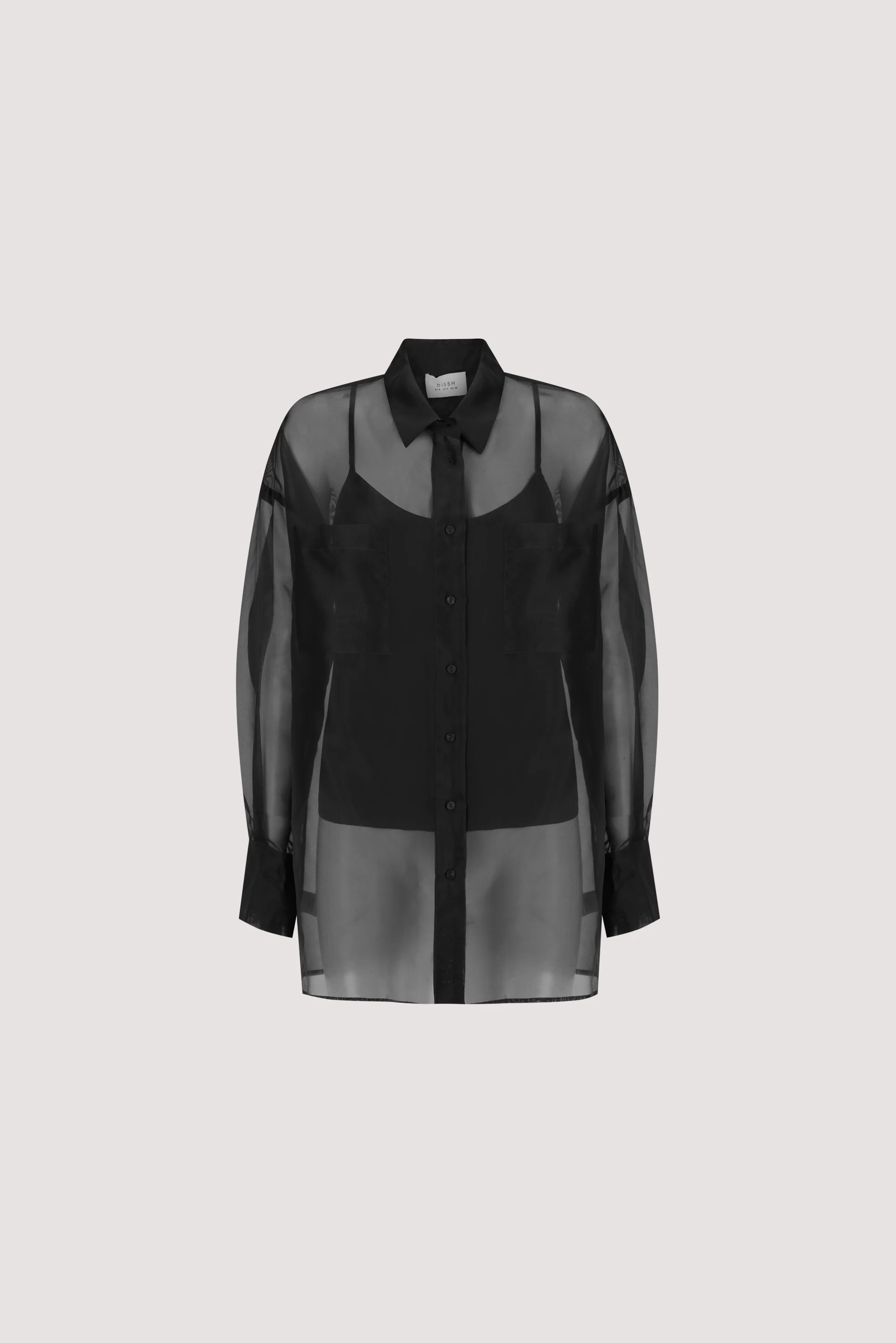 SIAN BLACK SILK ORGANZA SHIRT - Image 9