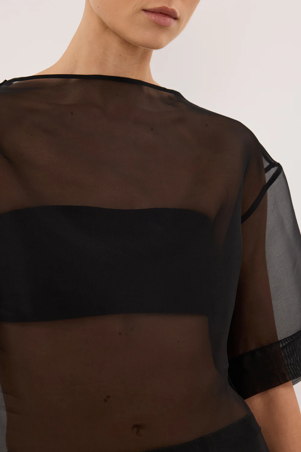 SIAN BLACK SILK ORGANZA TEE - Image 6