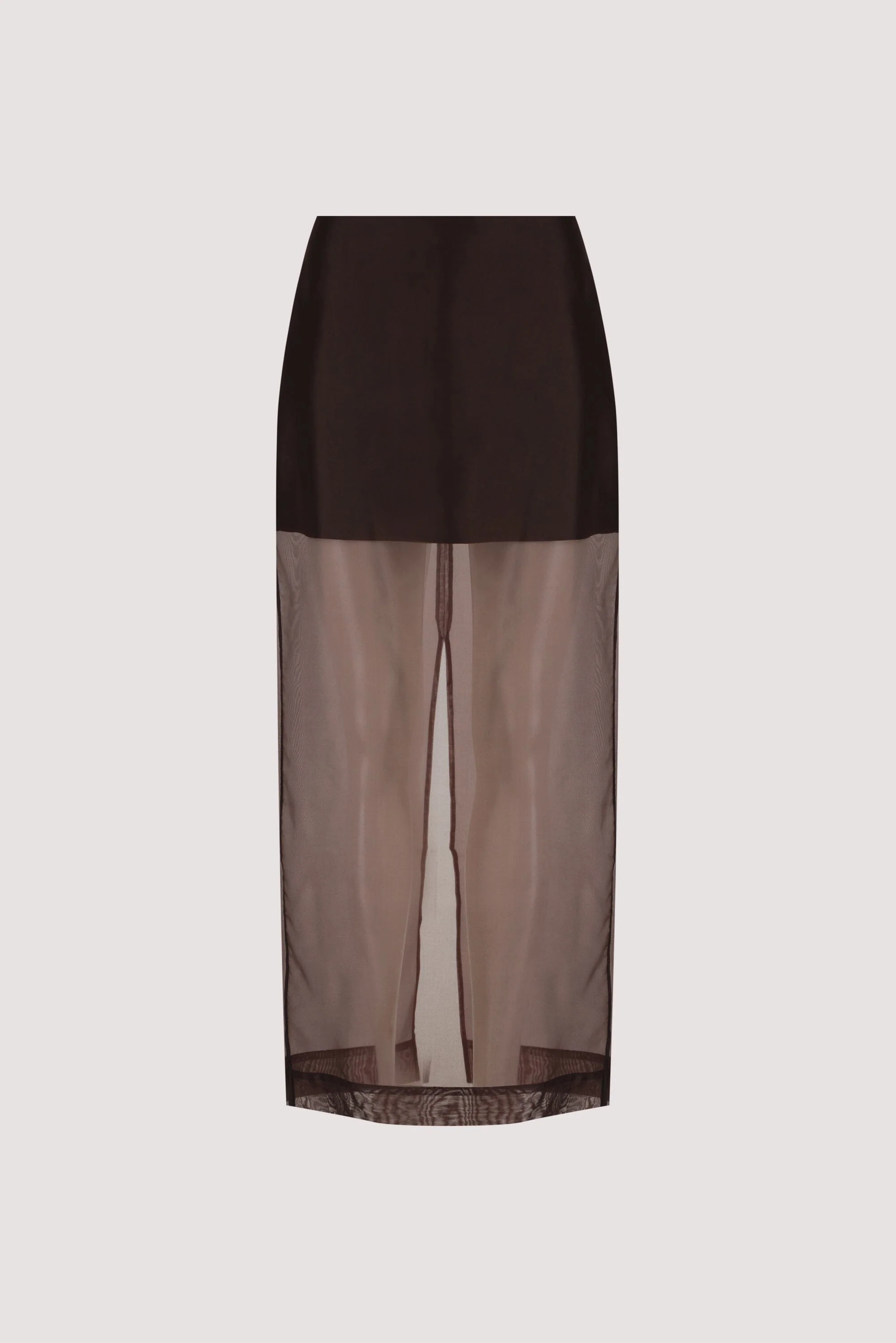 SIAN DARK CHOC SILK ORGANZA MIDI SKIRT - Image 9