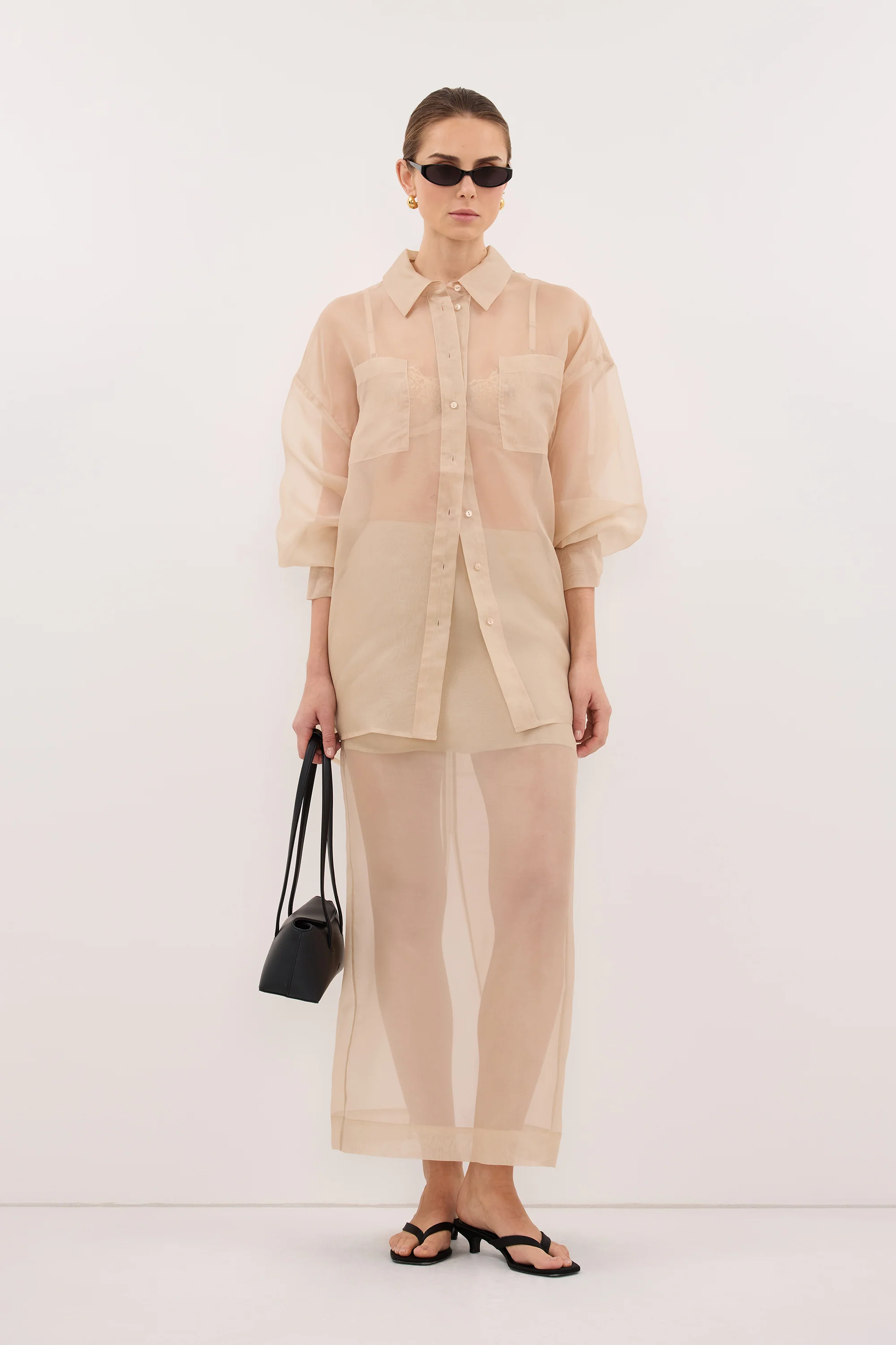 SIAN GOLD SILK ORGANZA SHIRT
