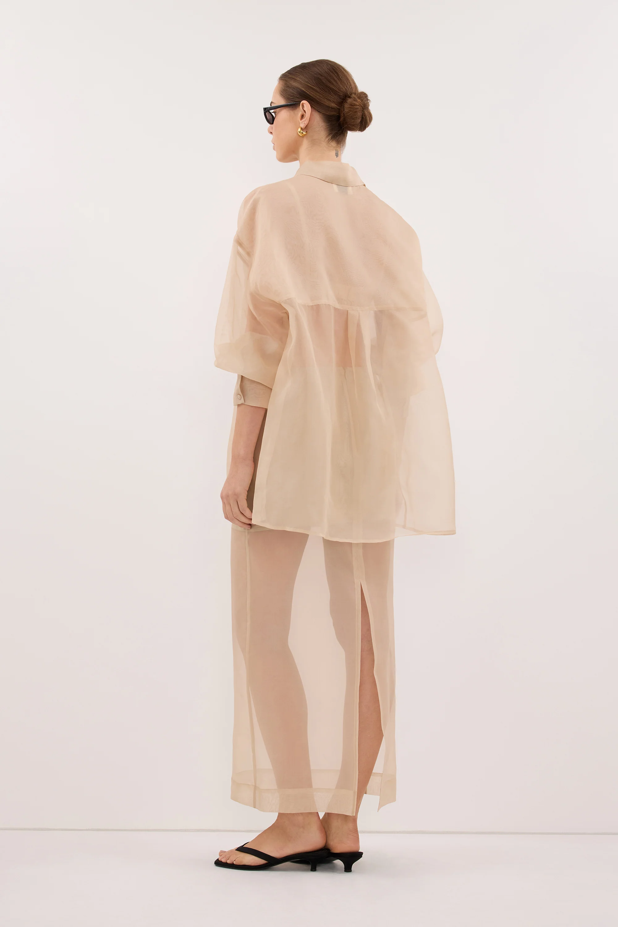 SIAN GOLD SILK ORGANZA SHIRT - Image 5