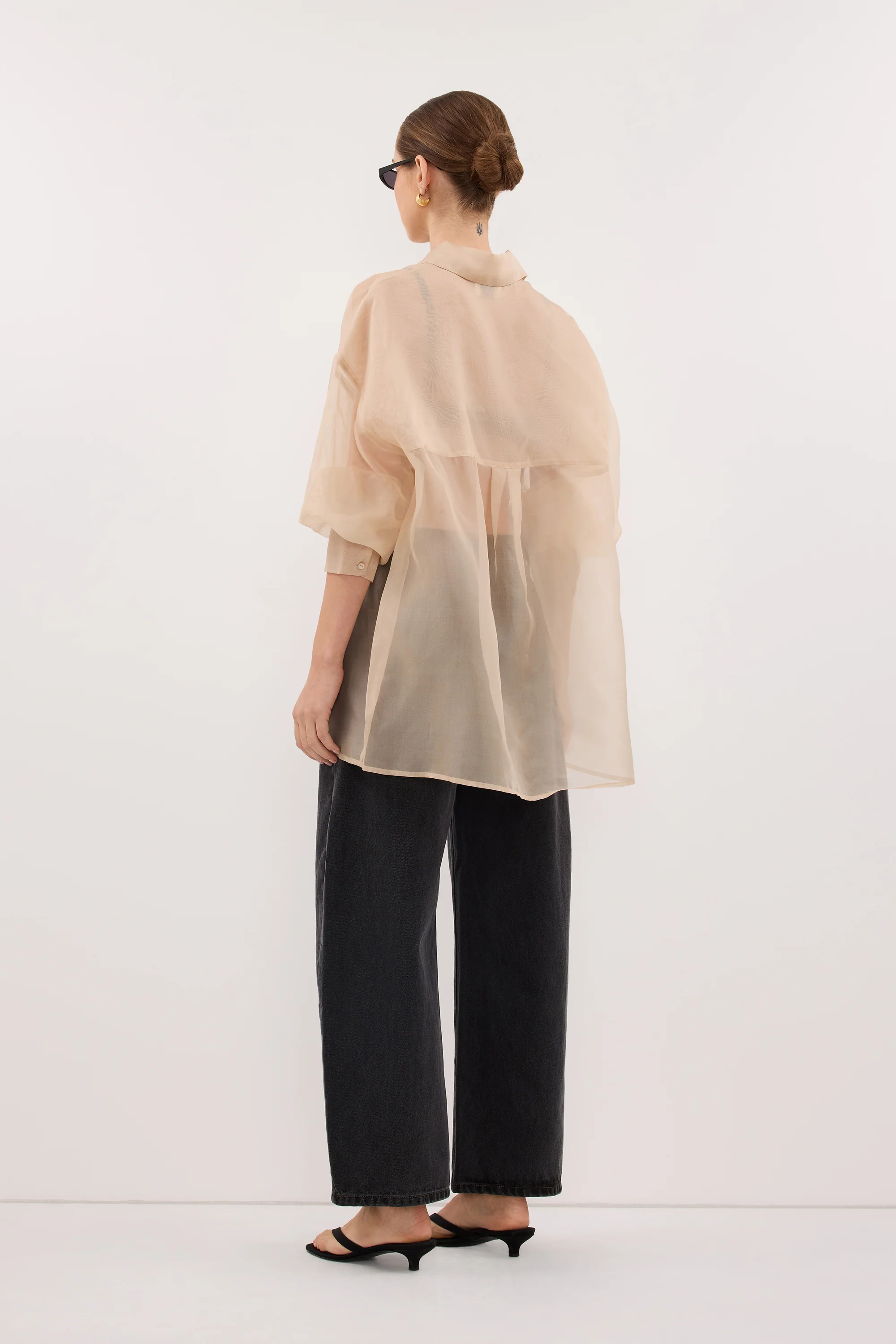 SIAN GOLD SILK ORGANZA SHIRT - Image 8