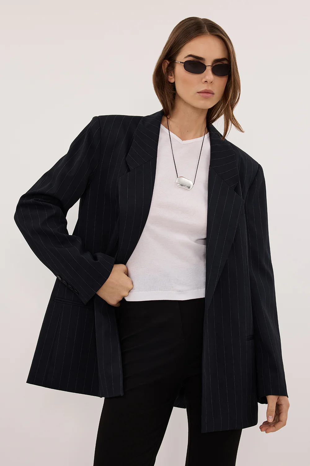 SIAN INK PINSTRIPE OVERSIZED BLAZER - Image 2