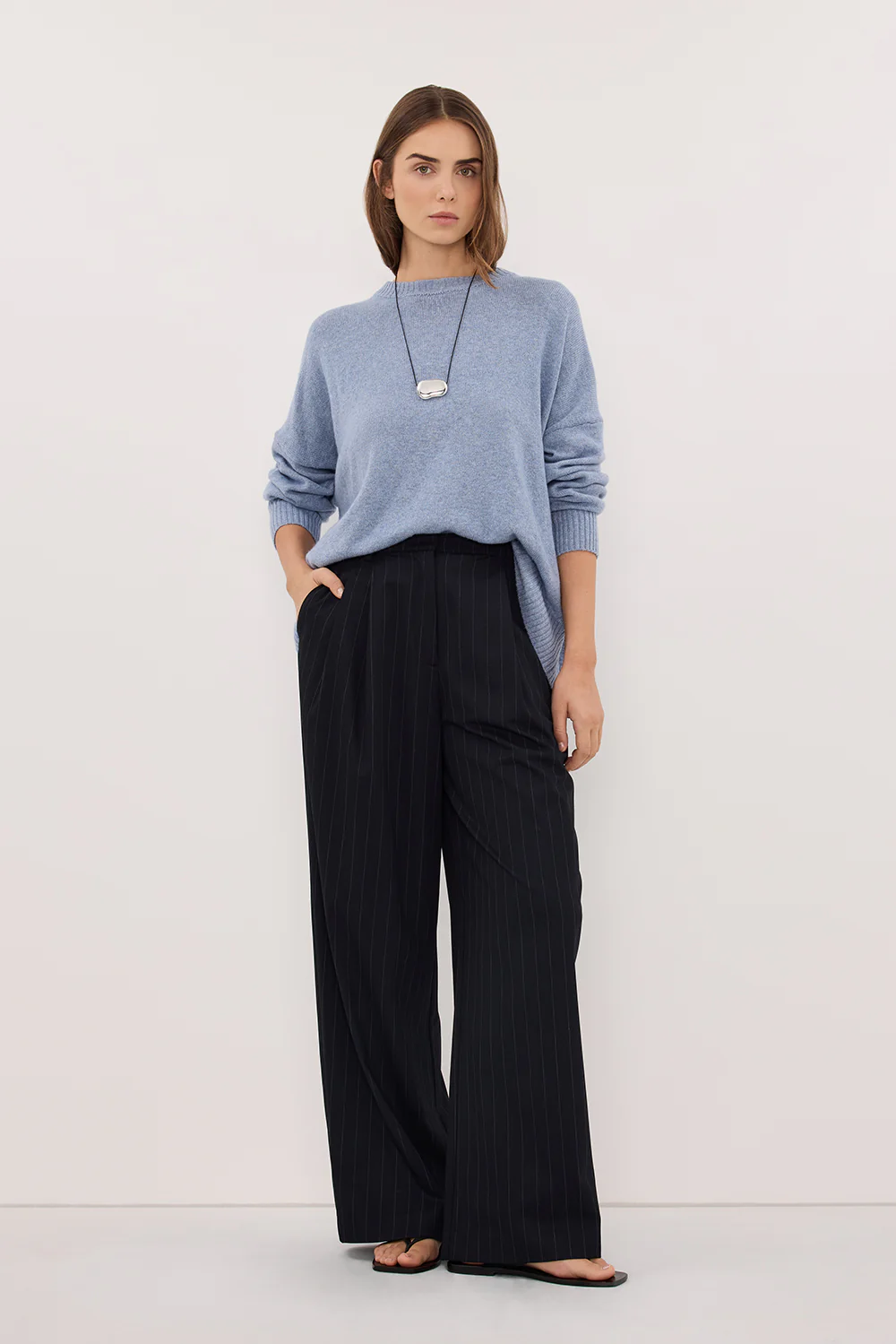 SIAN INK STRIPE TAILORED WIDE PANT - Image 2