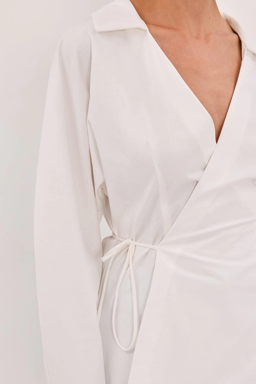 SIENA WHITE COTTON WRAP SHIRT - Image 5