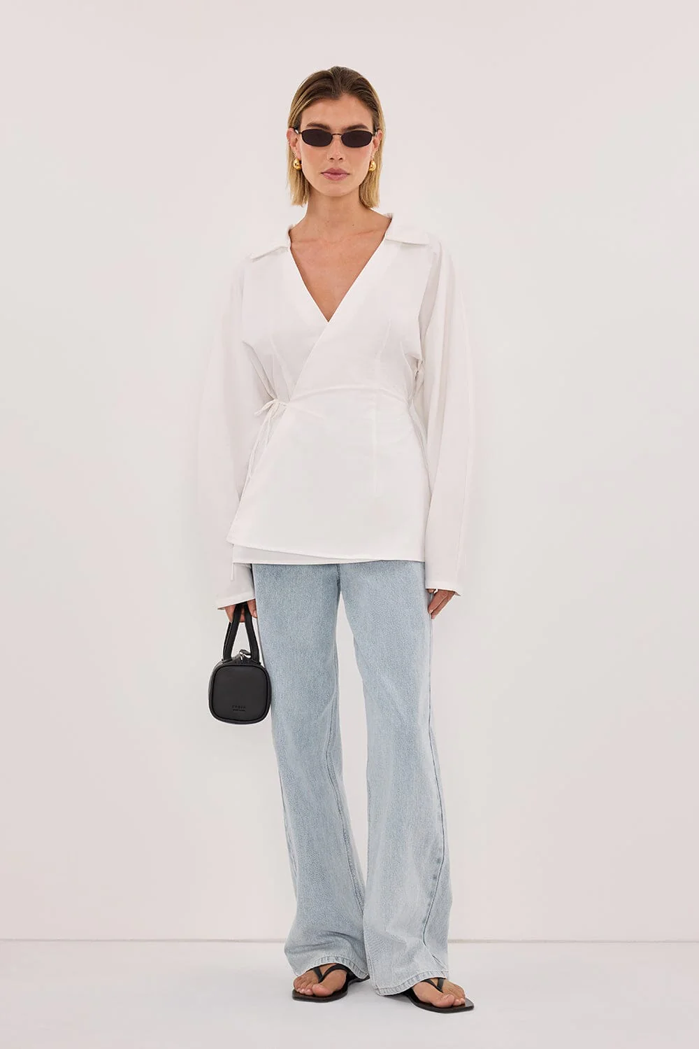 SIENA WHITE COTTON WRAP SHIRT - Image 6