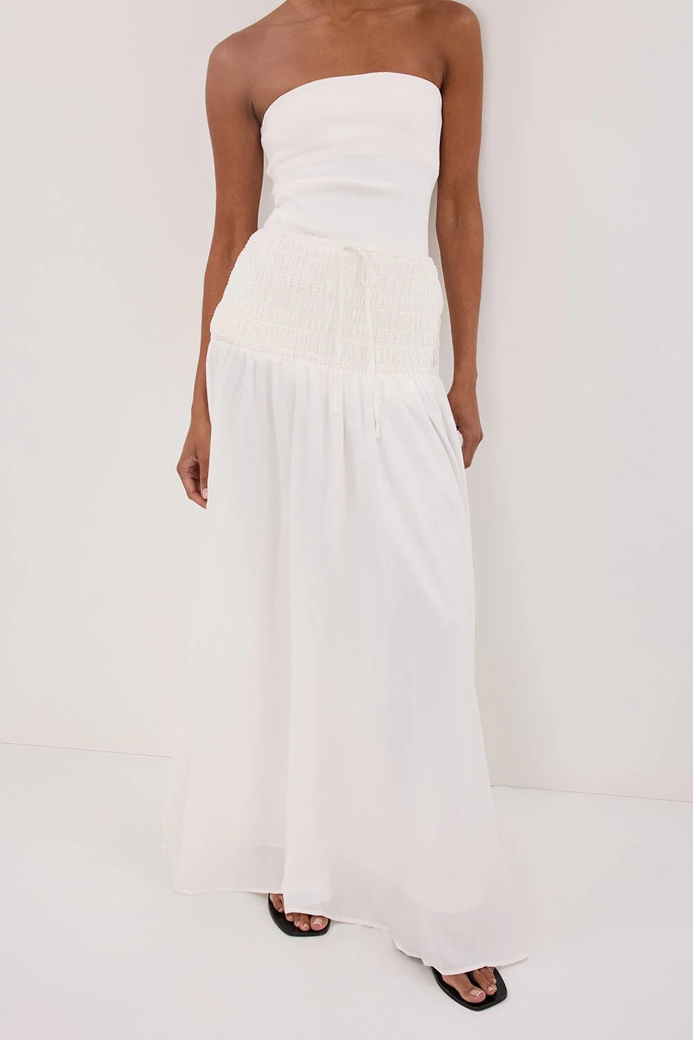 SIERRA WHITE TEXTURED MIDI SKIRT - Image 2