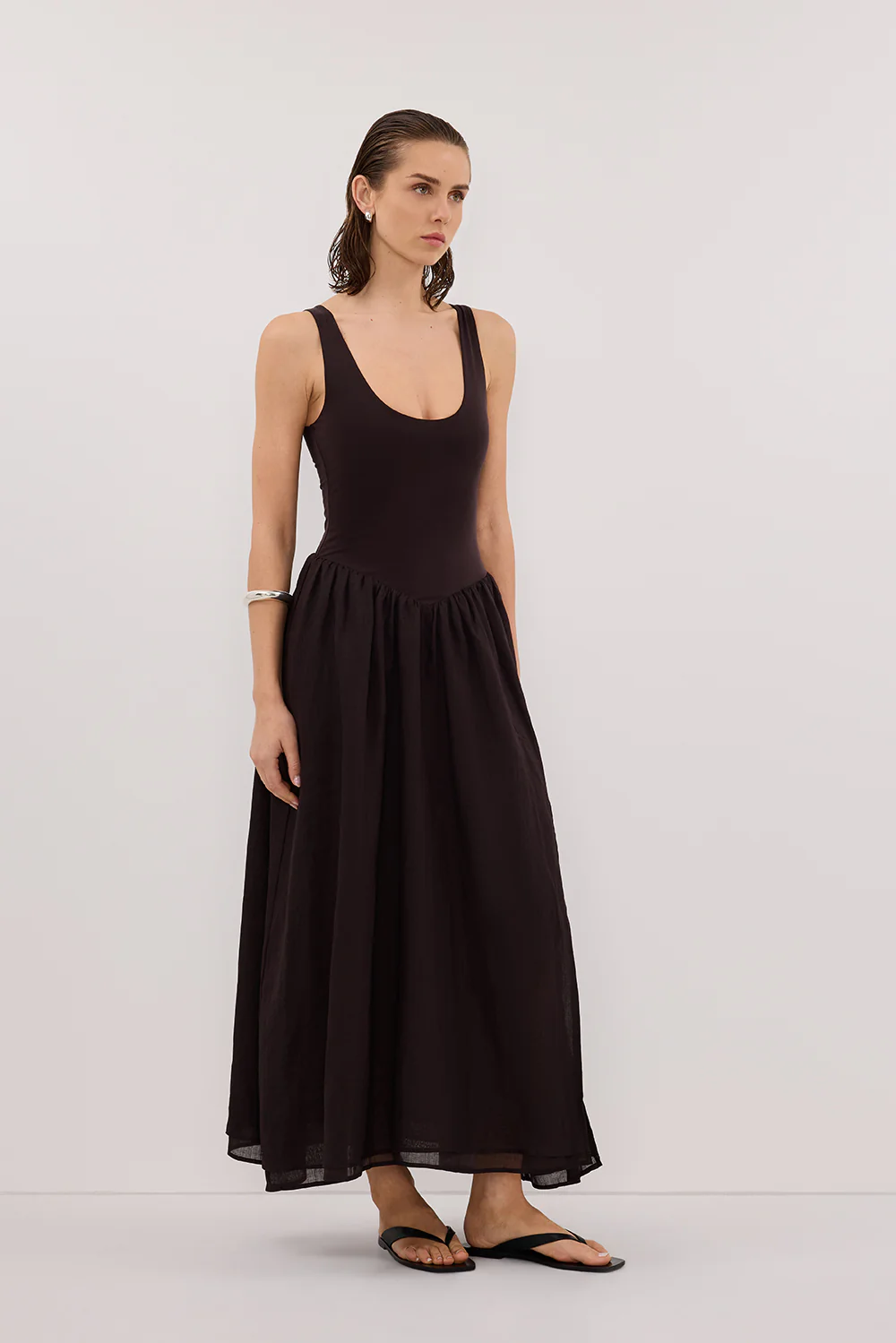 SKYLER BURNT CHOC HYBRID MIDI DRESS - Image 4