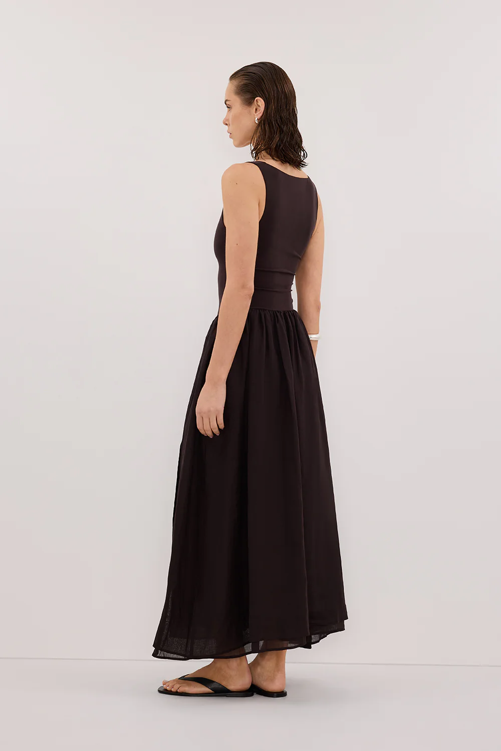 SKYLER BURNT CHOC HYBRID MIDI DRESS - Image 5
