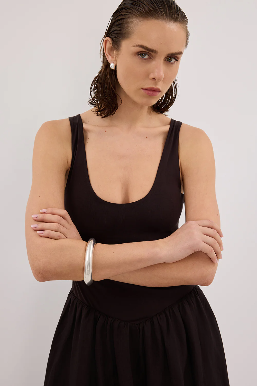 SKYLER BURNT CHOC HYBRID MIDI DRESS - Image 6