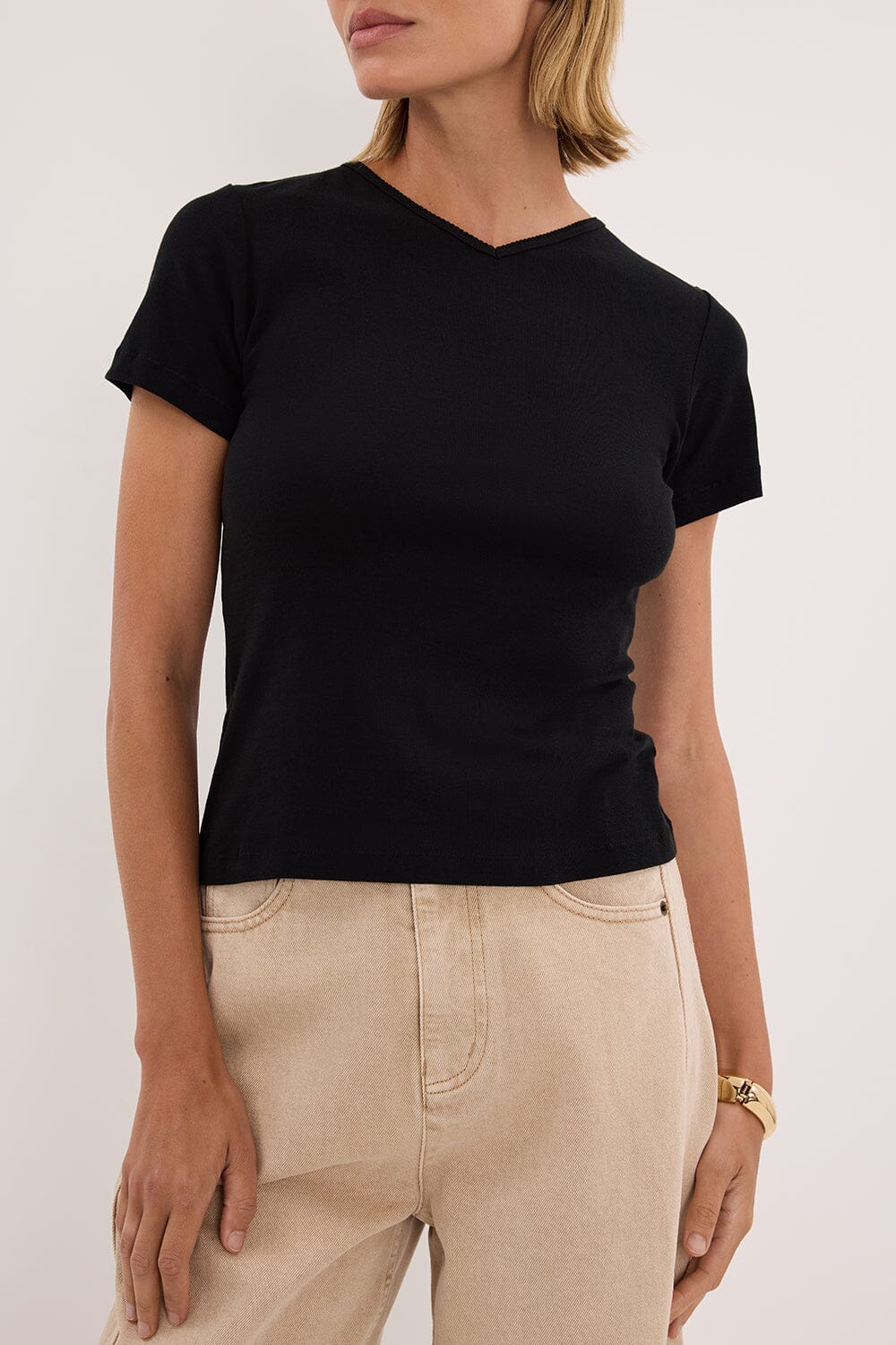 SLOANE BLACK KNIT BABY TEE - Image 5
