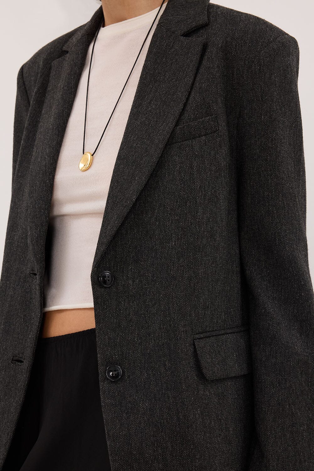 SOFIA DARK GREY OVERSIZED TEXTURED BLAZER - Image 6