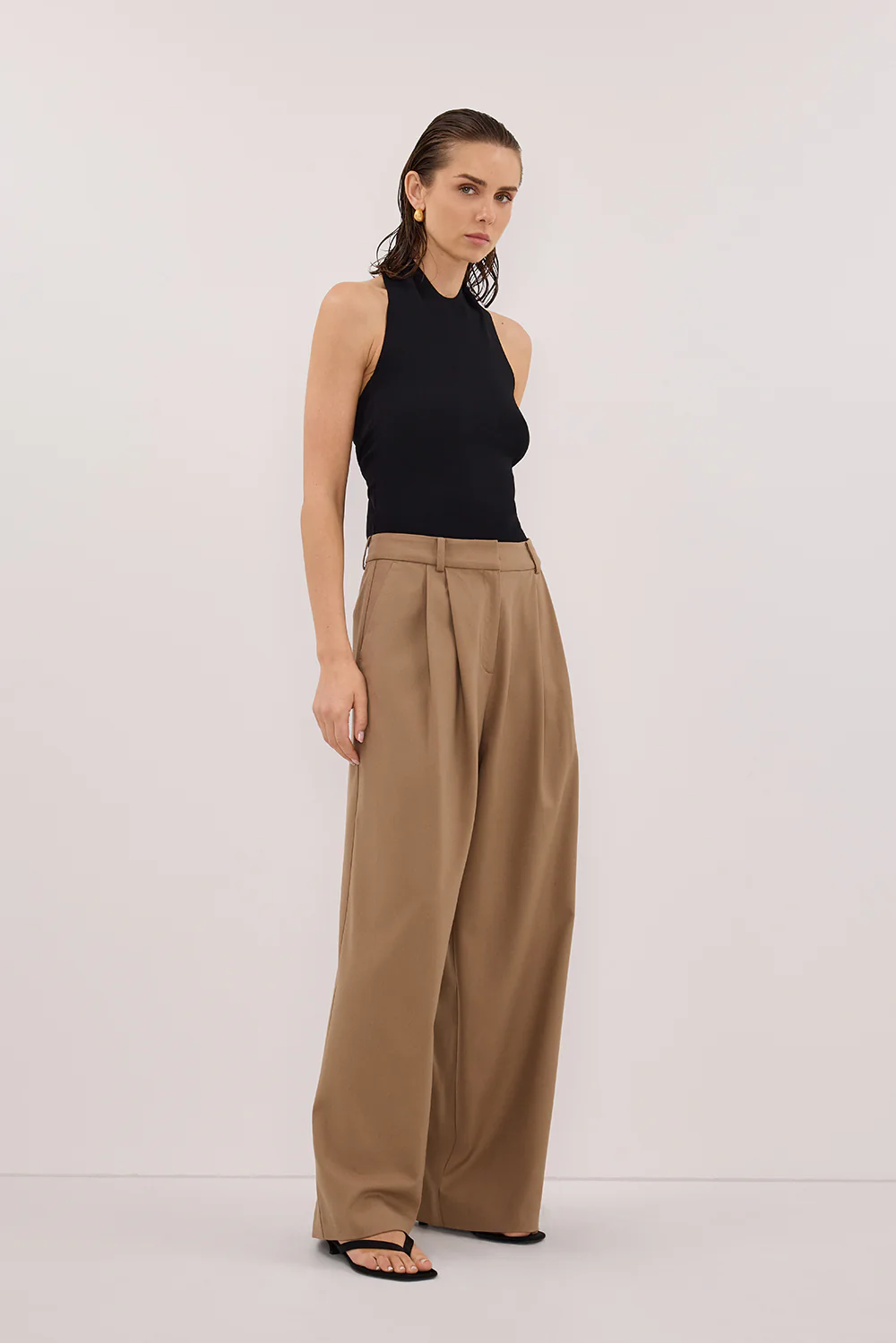 SOL BLACK SCARF HALTER KNIT TOP - Image 3