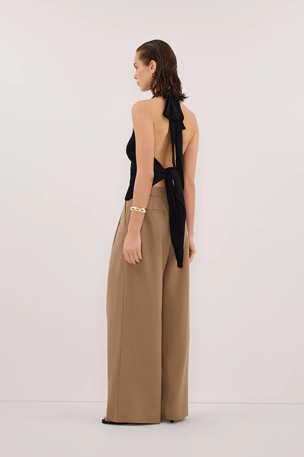 SOL BLACK SCARF HALTER KNIT TOP - Image 4