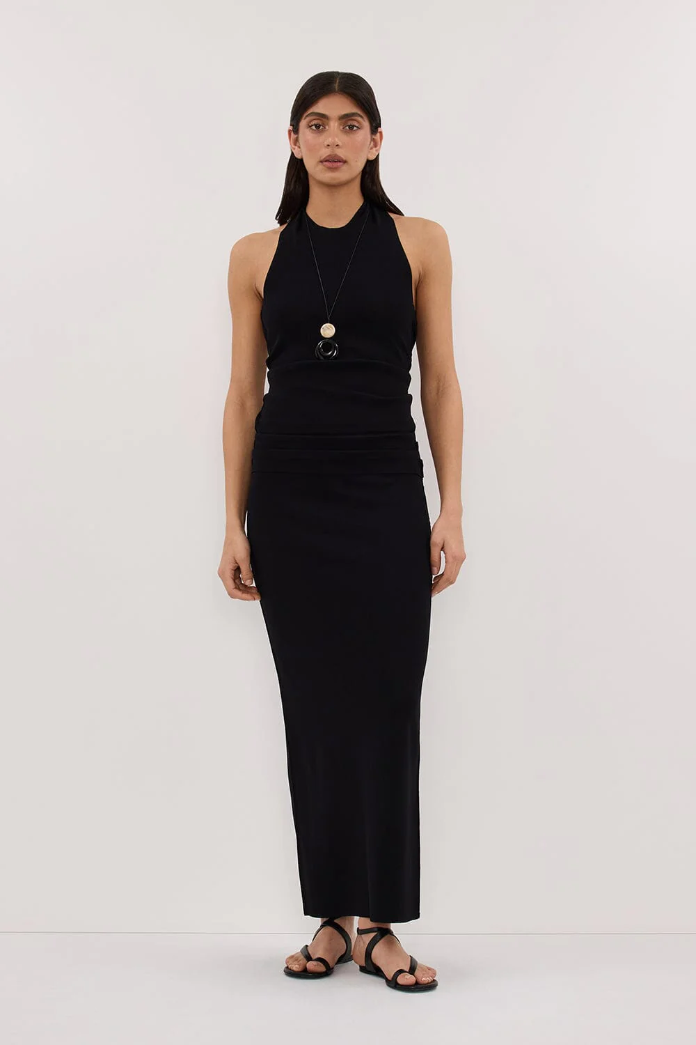 SOL BLACK SCARF HALTER KNIT TOP - Image 6