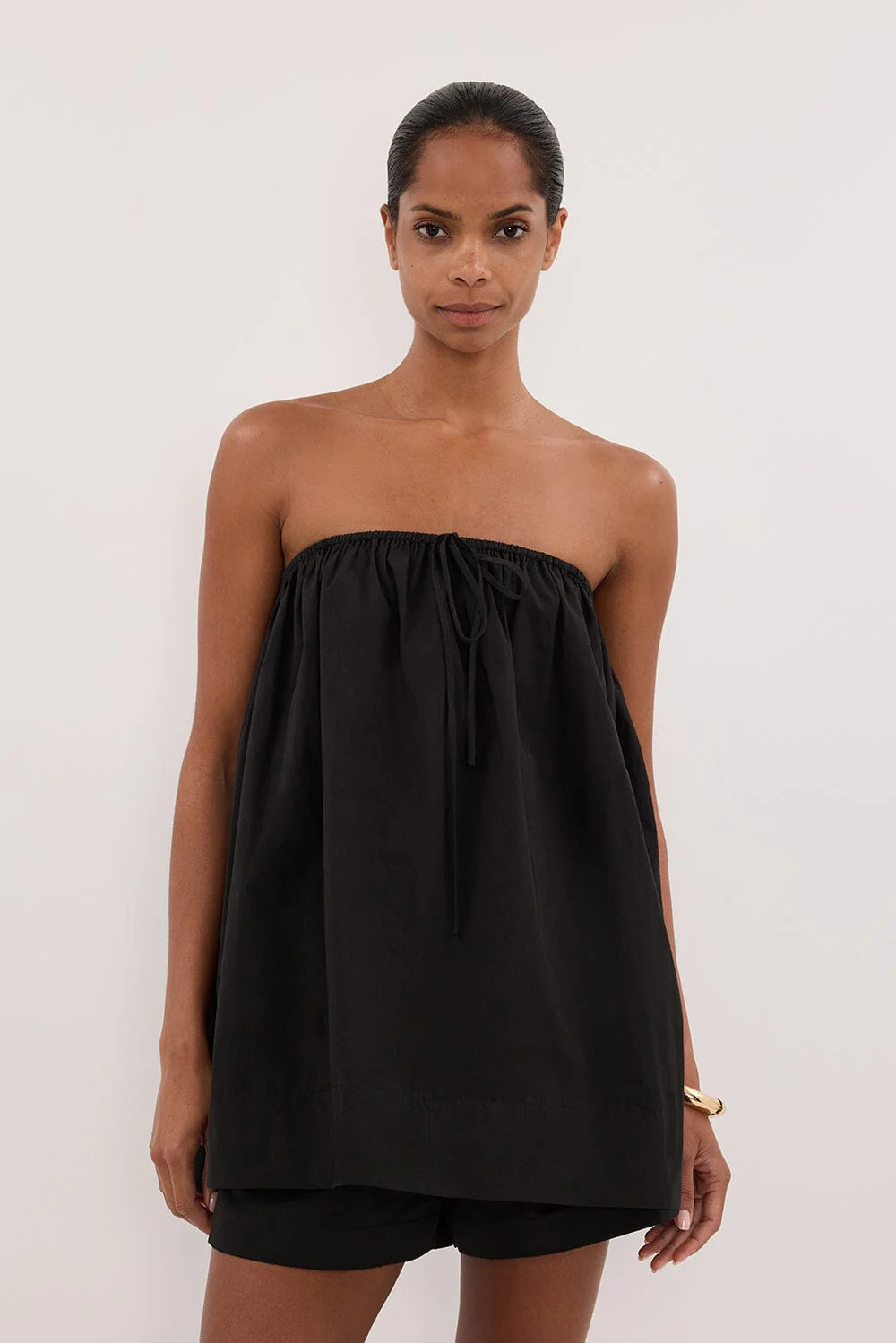 SOMMER BLACK STRAPLESS POPLIN TOP - Image 2