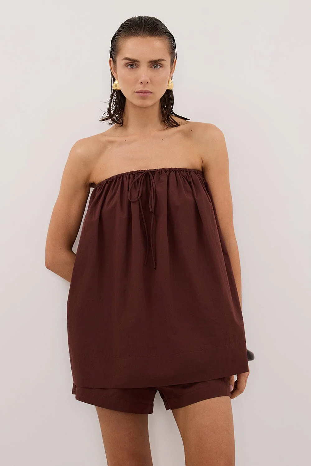 SOMMER CINNAMON STRAPLESS POPLIN TOP - Image 2