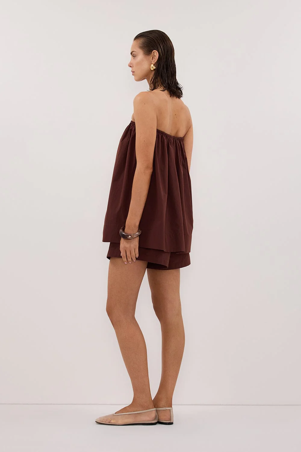 SOMMER CINNAMON STRAPLESS POPLIN TOP - Image 4