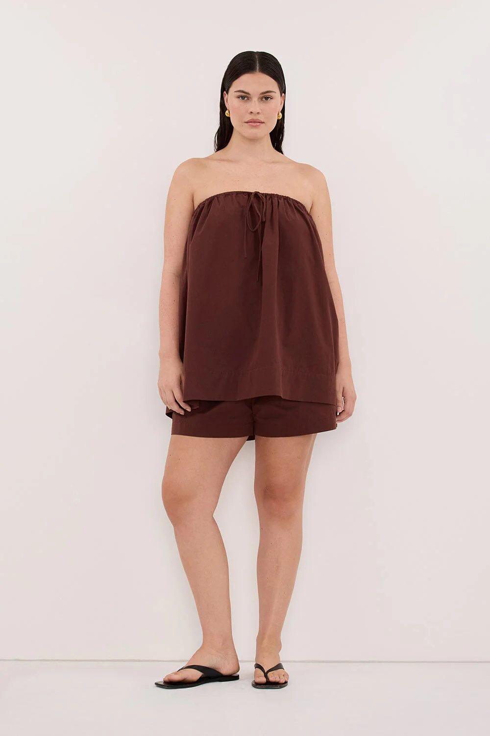 SOMMER CINNAMON STRAPLESS POPLIN TOP - Image 6
