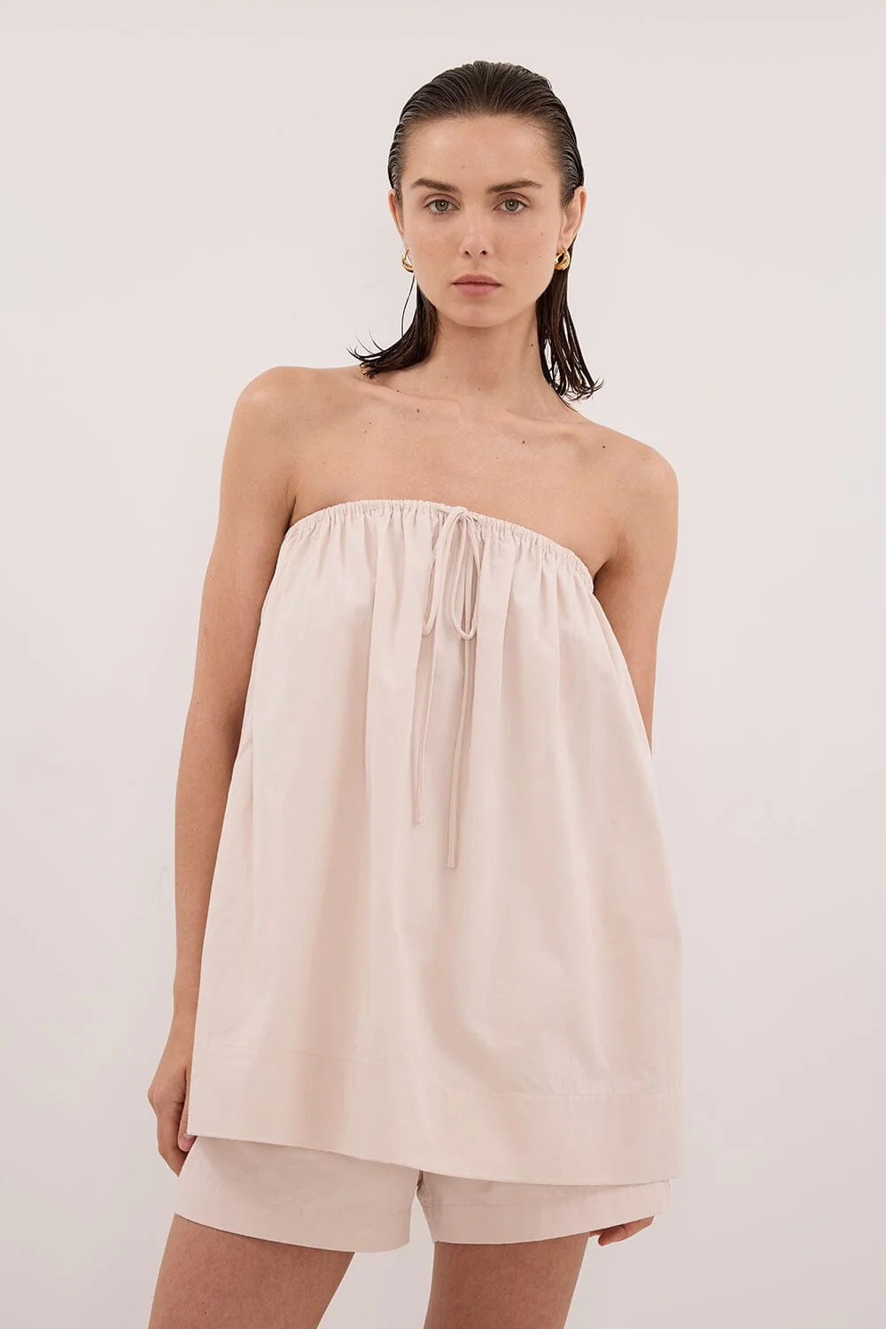 SOMMER POWDER STRAPLESS POPLIN TOP - Image 3