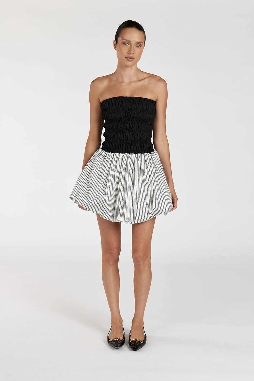 STOCKHOLM STRIPE SILK BLEND MINI DRESS