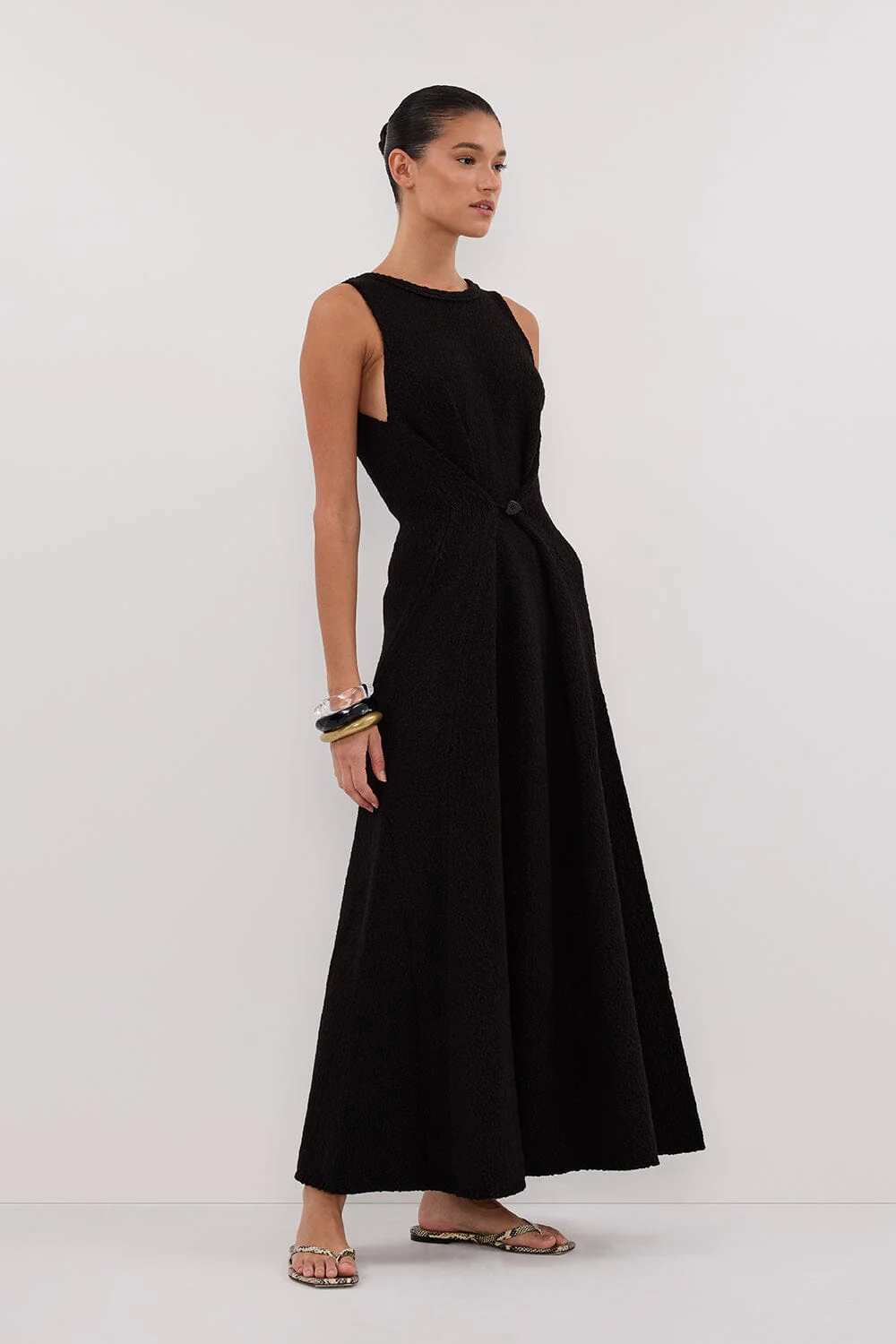 SUE BLACK KNIT MAXI DRESS - Image 3