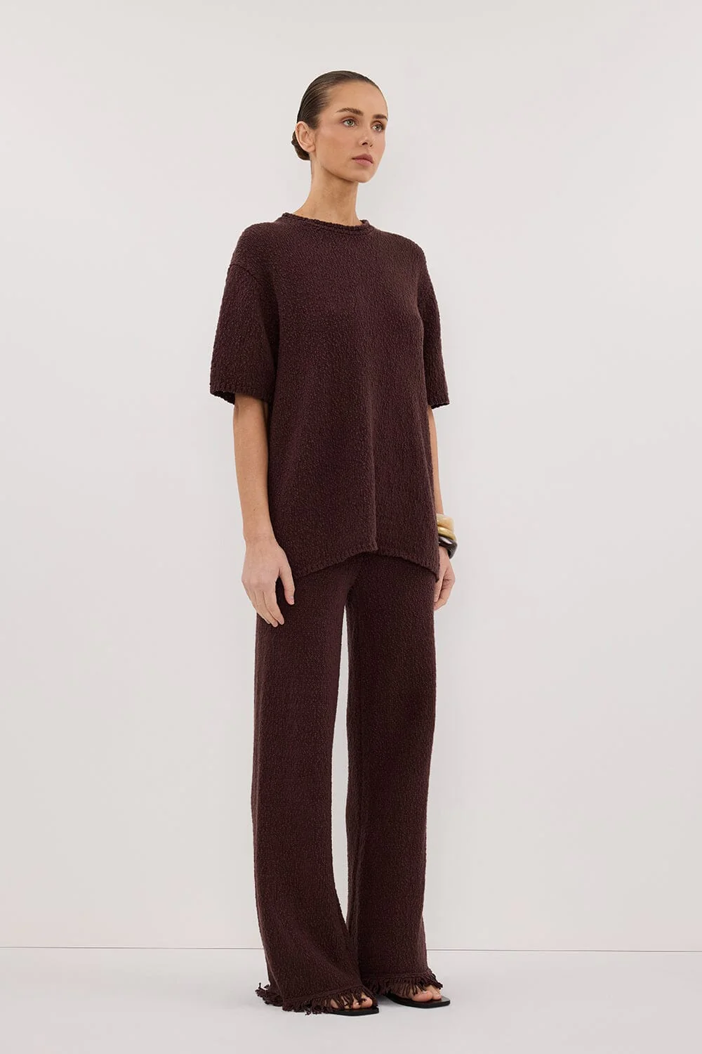 SUE CHOC FRINGE KNIT PANT - Image 3