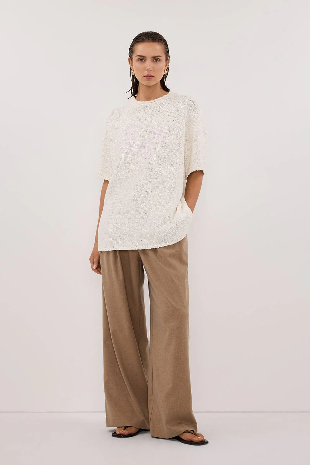 SUE OFF WHITE OVERSIZED KNIT TEE - Image 6