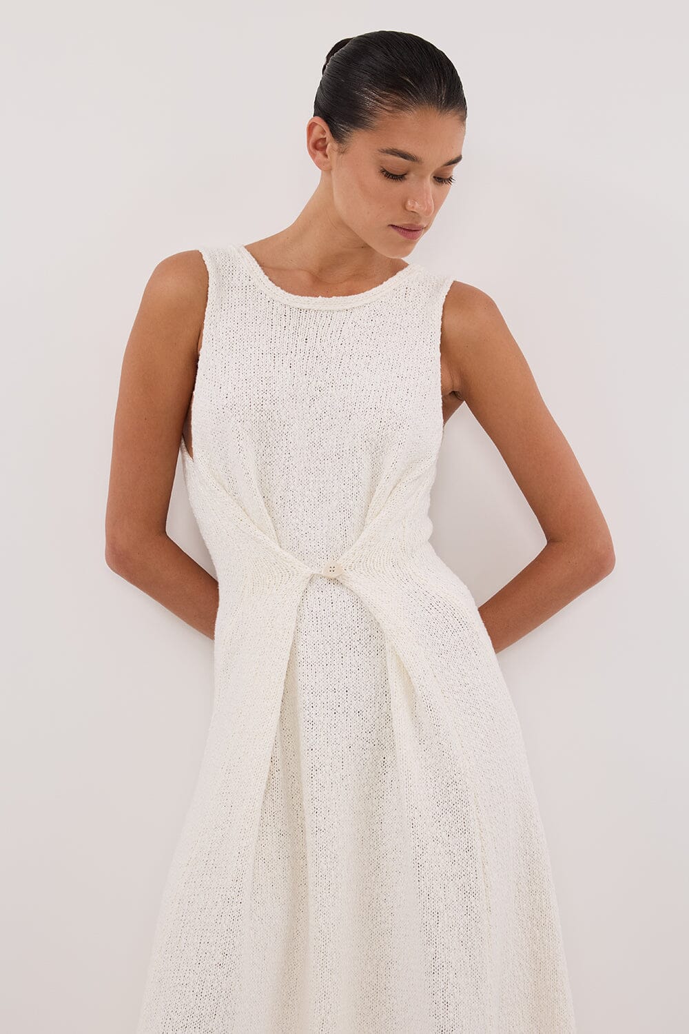 SUE OFF WHITE KNIT MAXI DRESS - Image 2