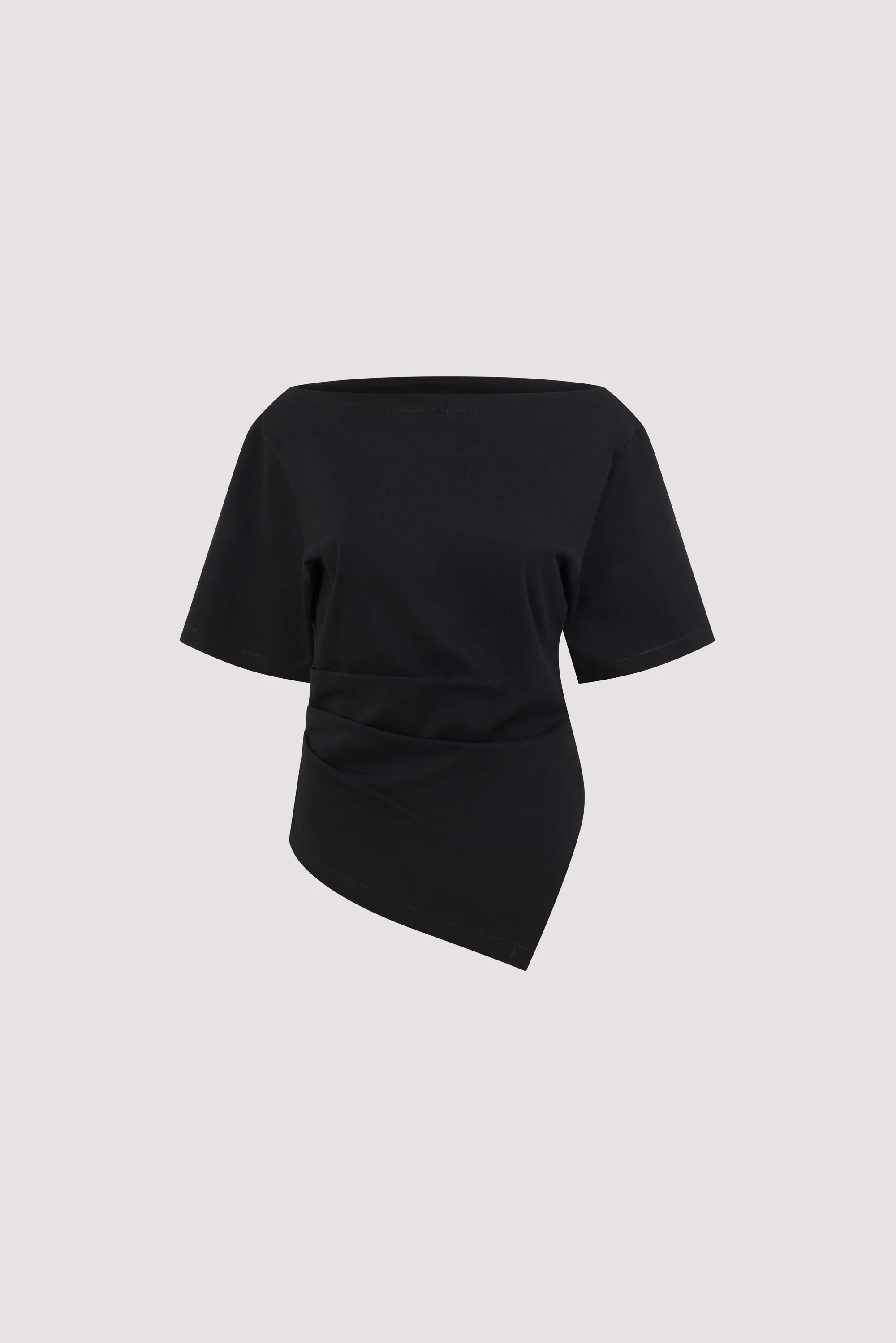 SWANN BLACK ASYM BOAT NECK TEE - Image 6