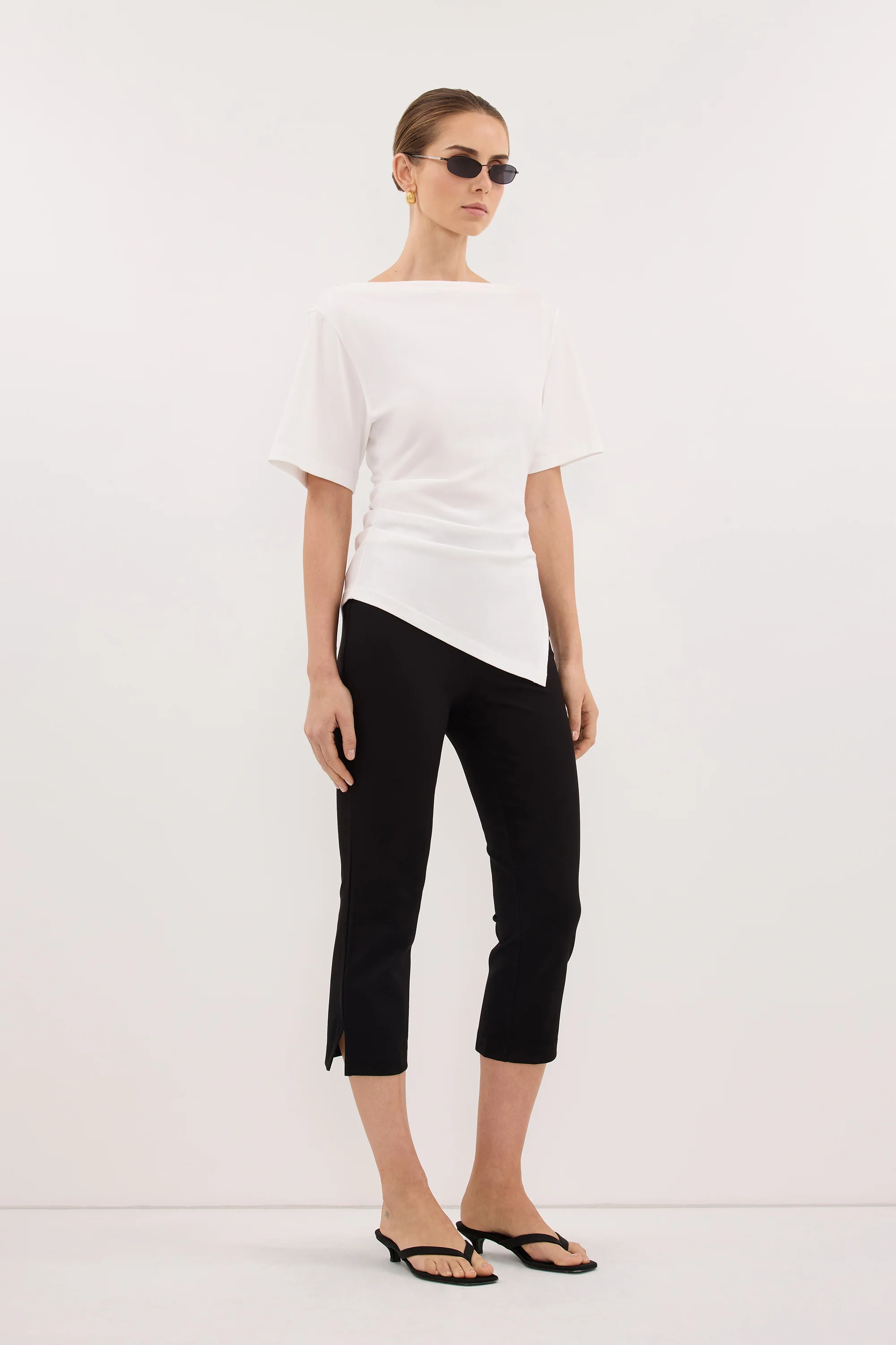 SWANN WHITE ASYM BOAT NECK TEE - Image 3