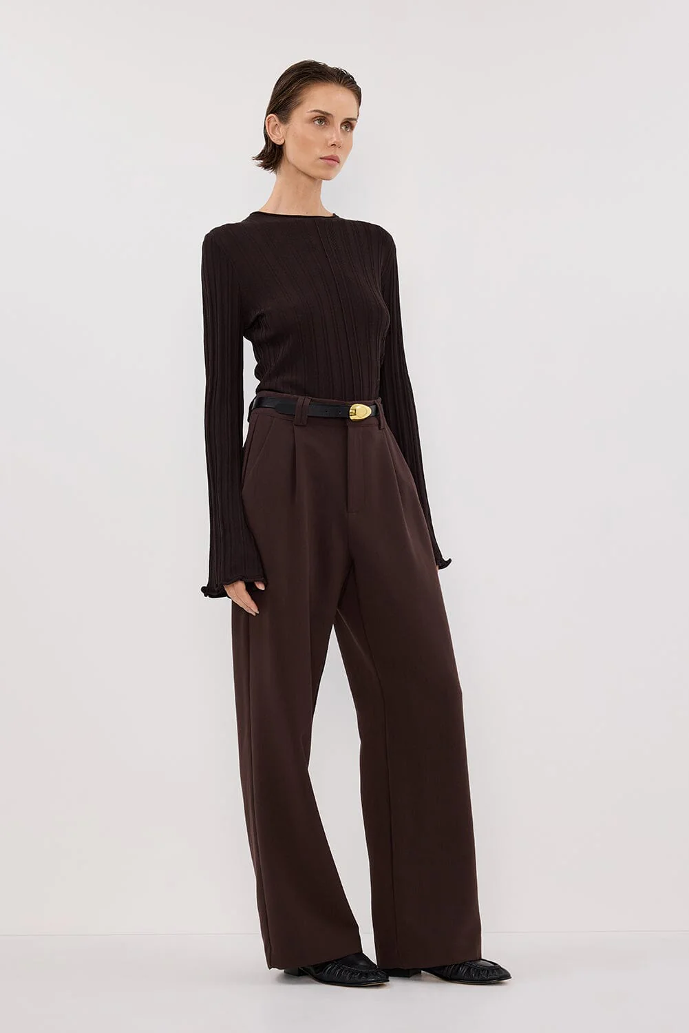 SYLVIA BITTER CHOC CREW KNIT TOP - Image 3