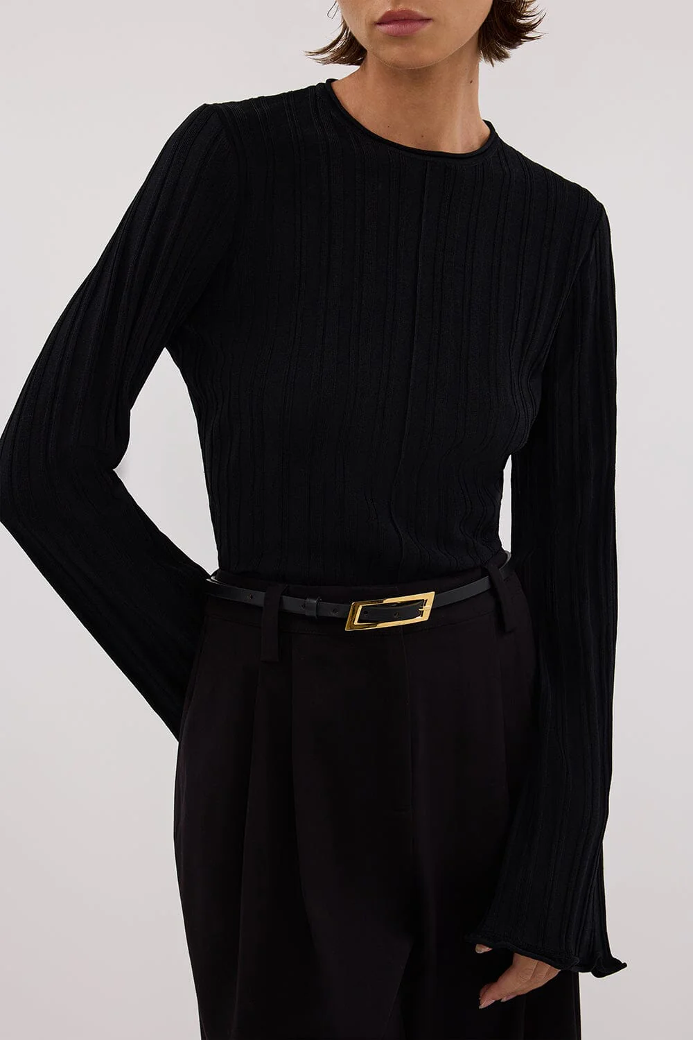 SYLVIA BLACK CREW KNIT TOP - Image 6