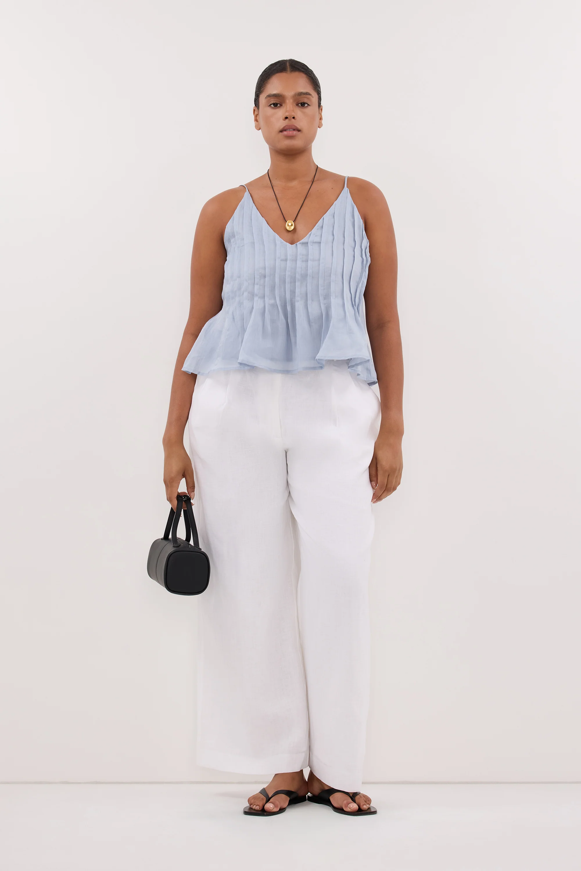 TAHLIA DUSTY BLUE RAMIE TOP - Image 6