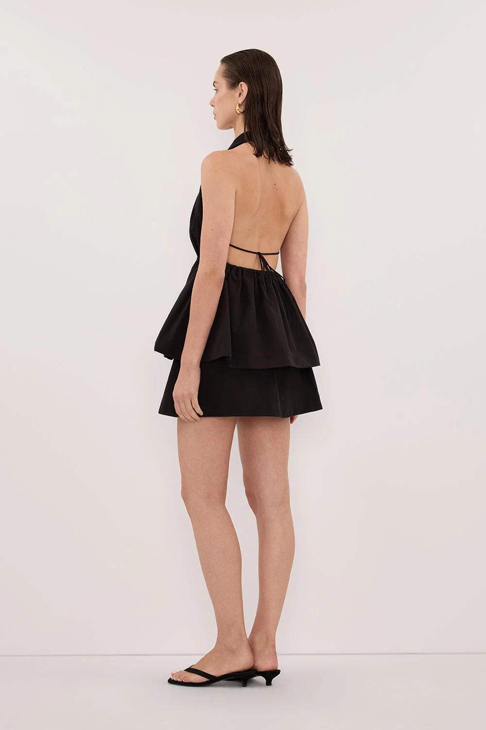 TAMMY BLACK SLEEVELESS COTTON HALTER TOP - Image 5