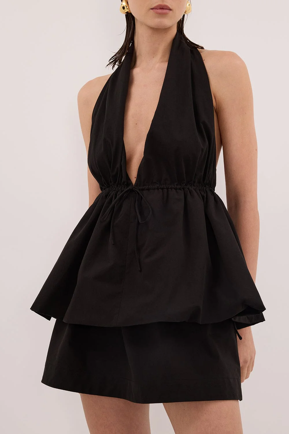 TAMMY BLACK SLEEVELESS COTTON HALTER TOP - Image 6